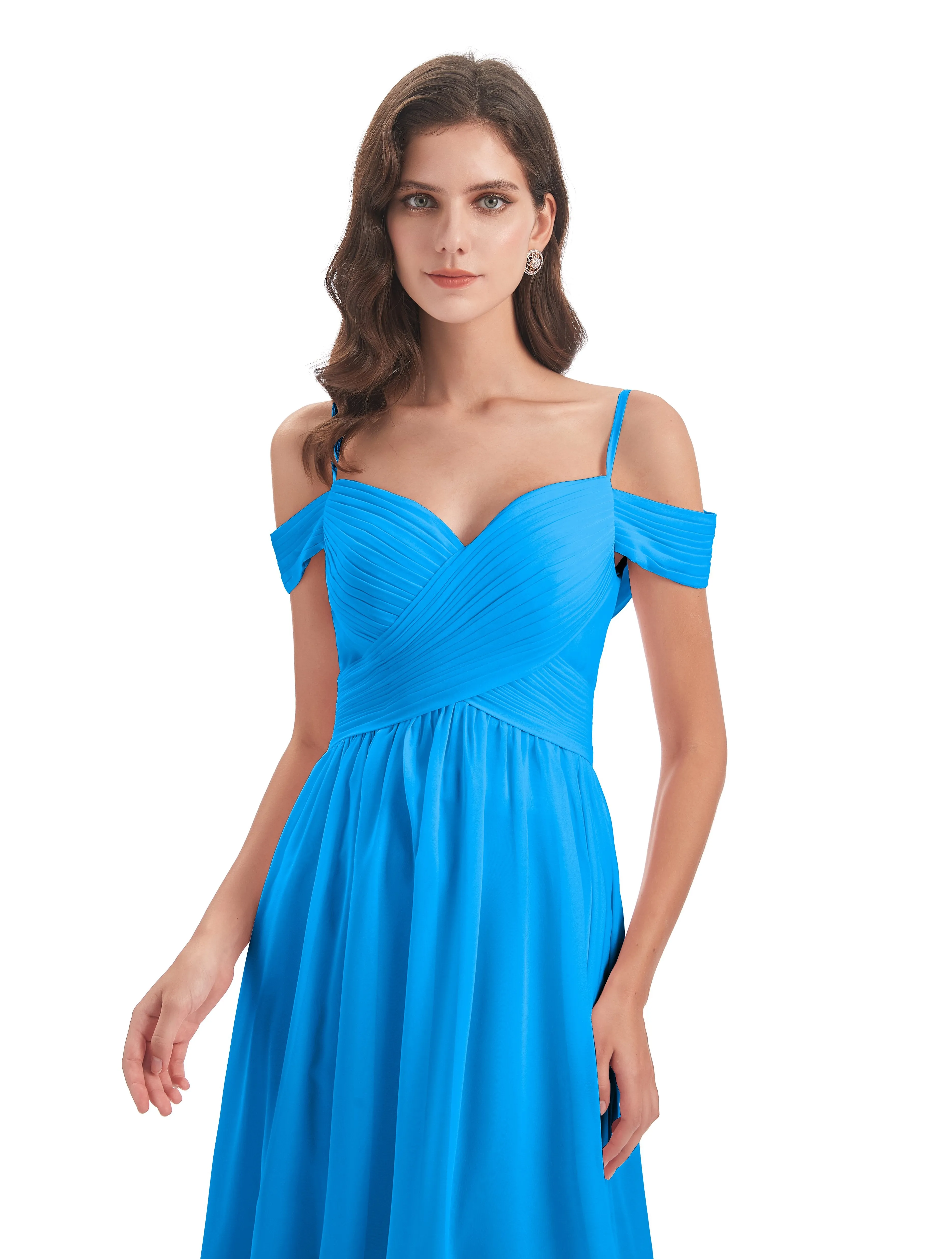 Gorgeous Chiffon Off The Shoulder Long Bridesmaid Dresses