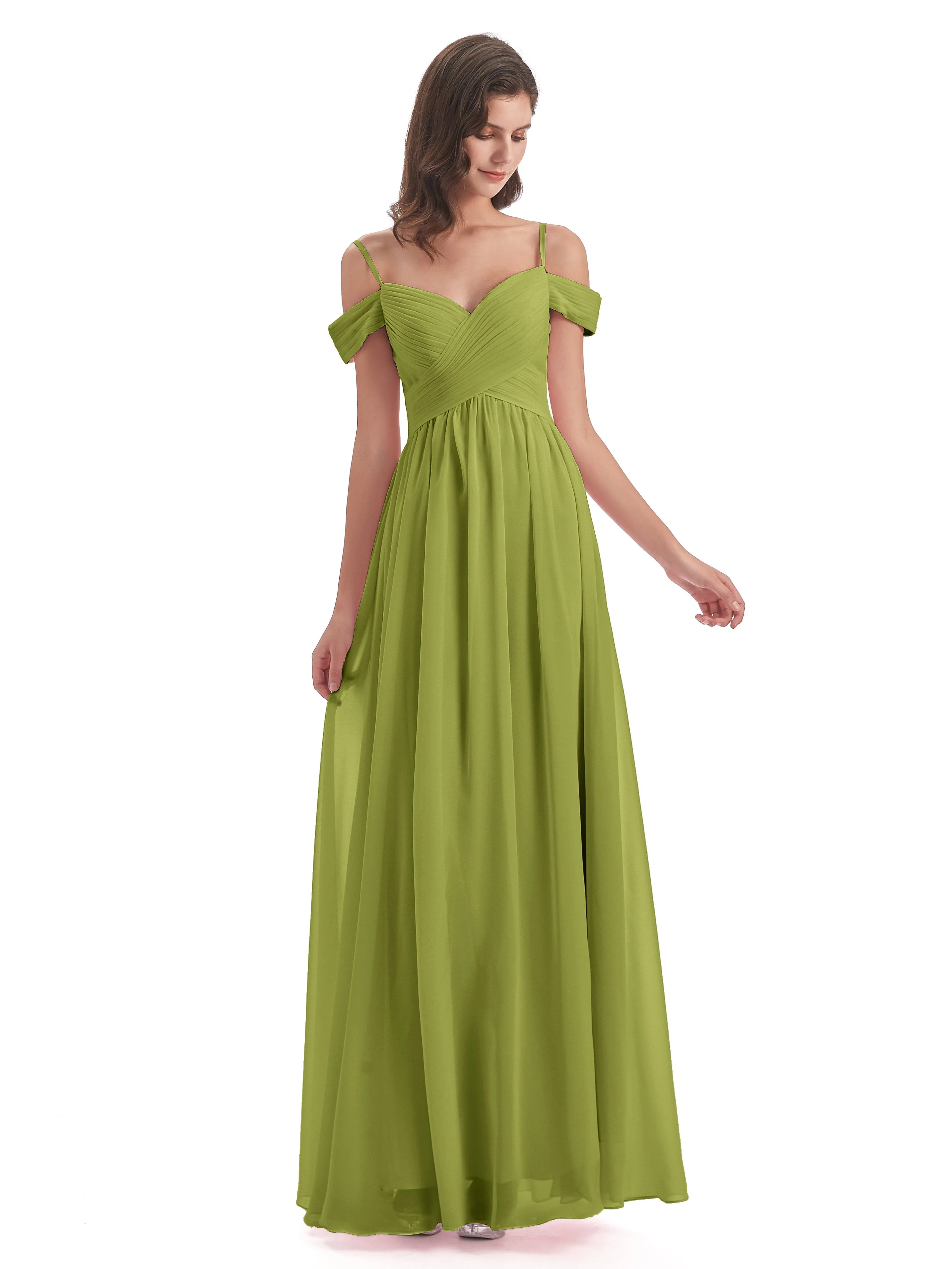 Gorgeous Chiffon Off The Shoulder Long Bridesmaid Dresses