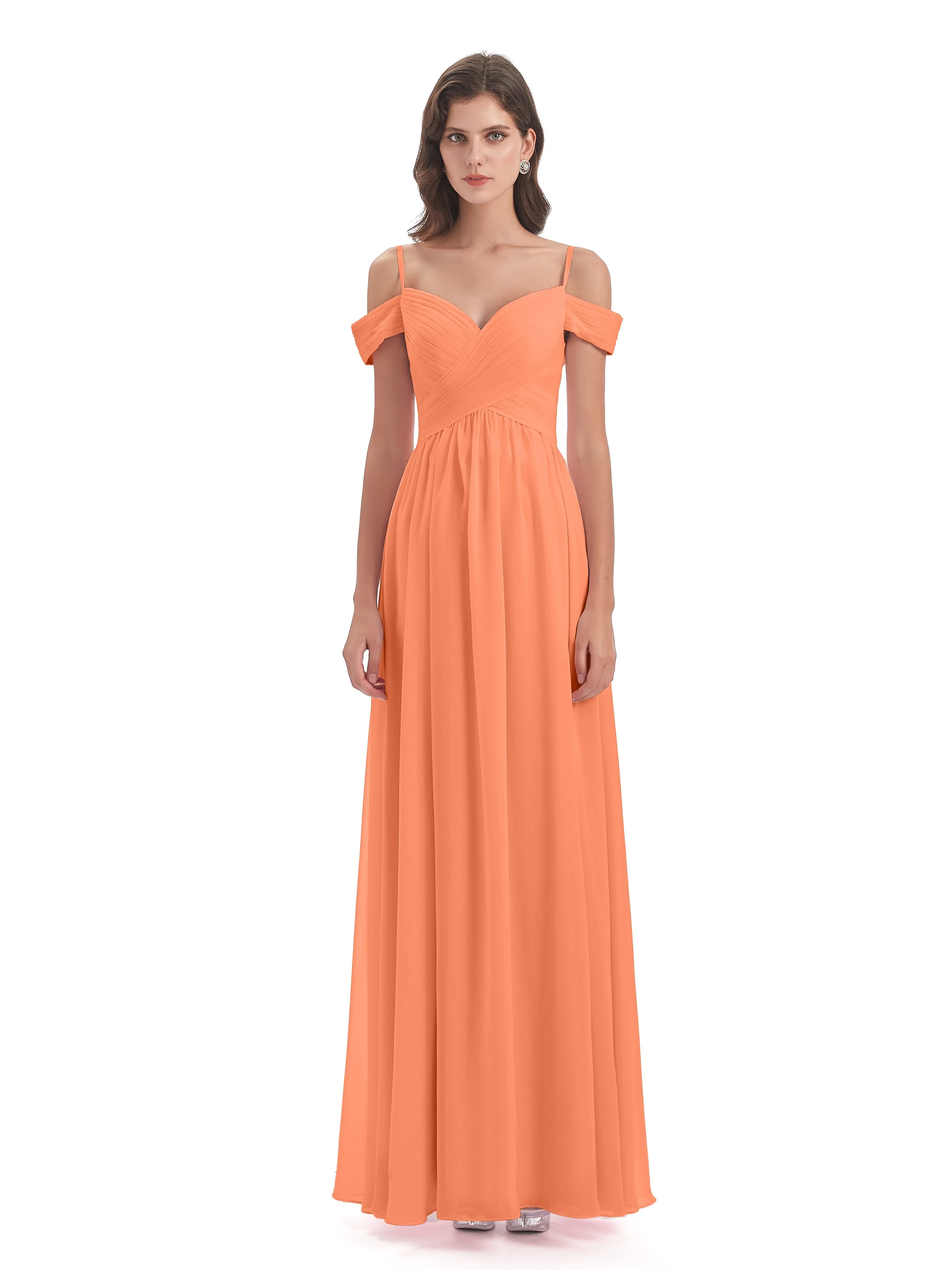 Gorgeous Chiffon Off The Shoulder Long Bridesmaid Dresses