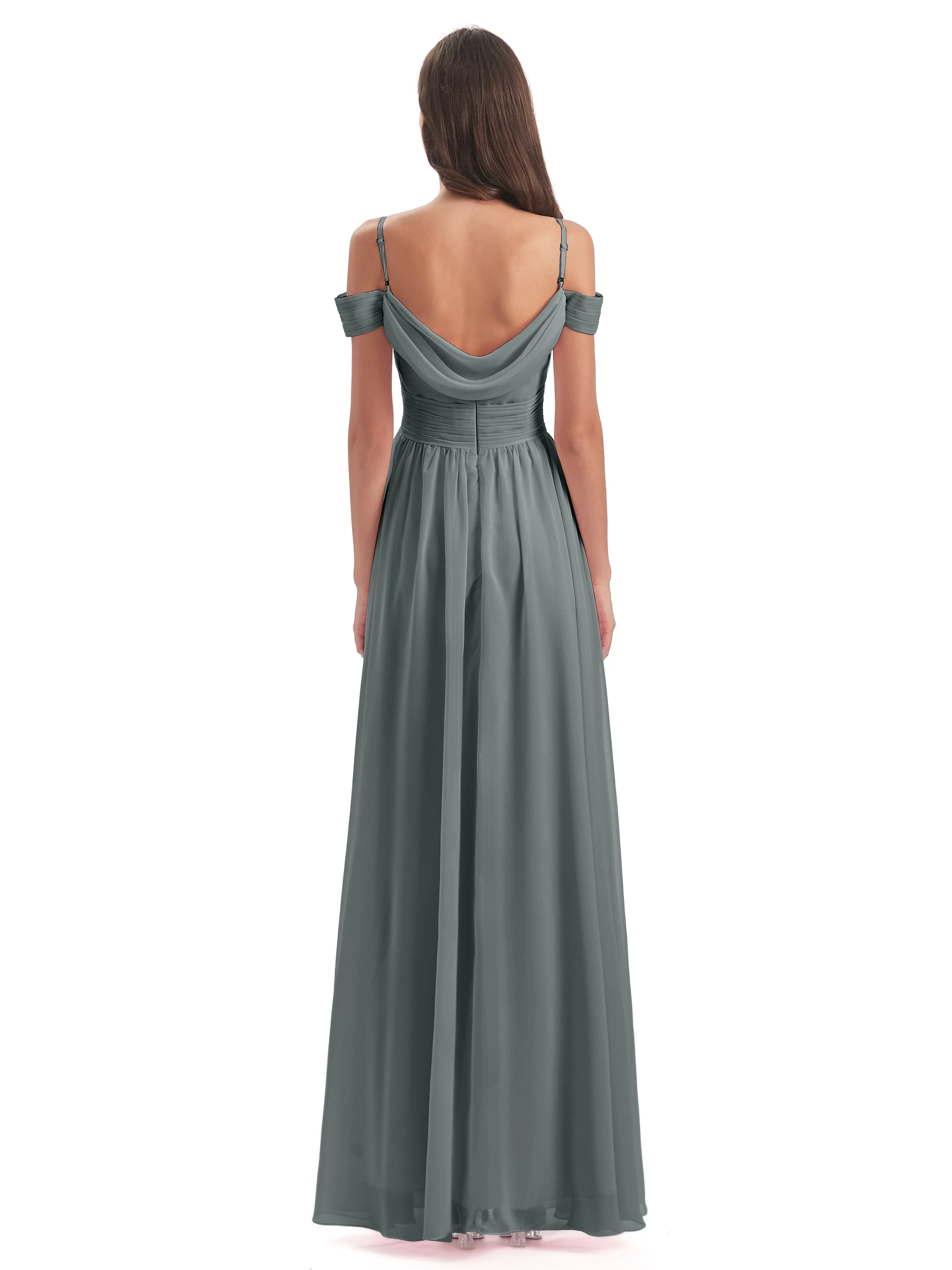 Gorgeous Chiffon Off The Shoulder Long Bridesmaid Dresses