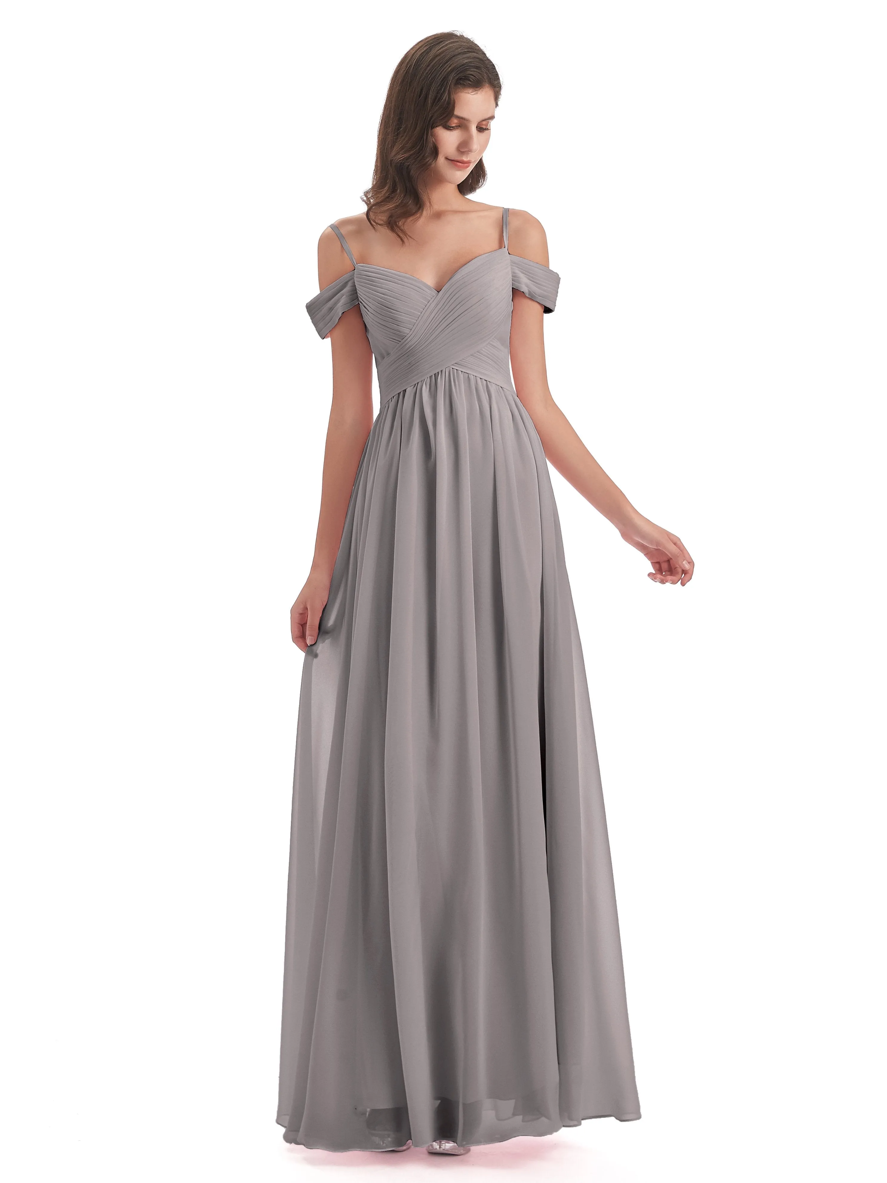 Gorgeous Chiffon Off The Shoulder Long Bridesmaid Dresses