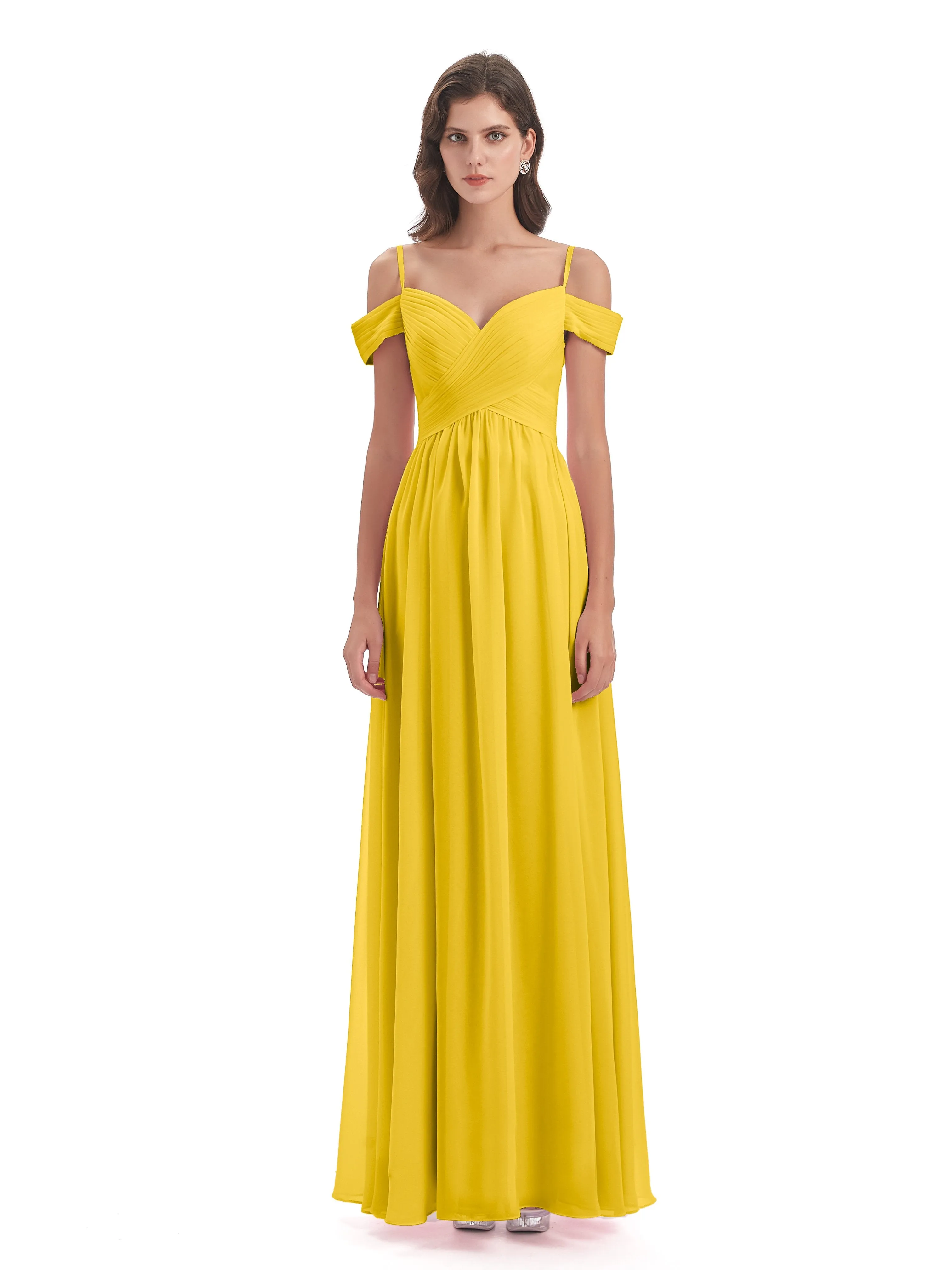 Gorgeous Chiffon Off The Shoulder Long Bridesmaid Dresses