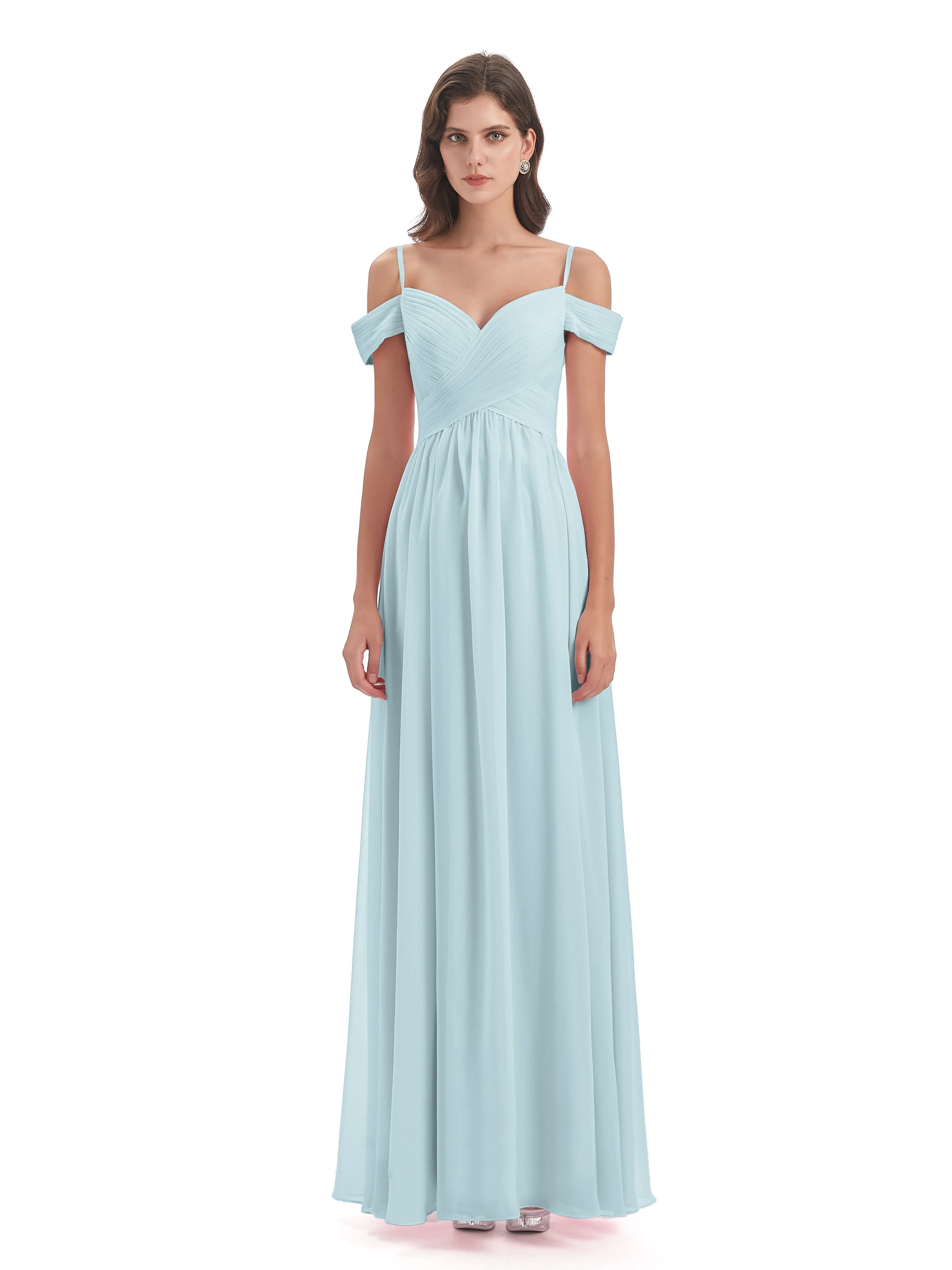 Gorgeous Chiffon Off The Shoulder Long Bridesmaid Dresses