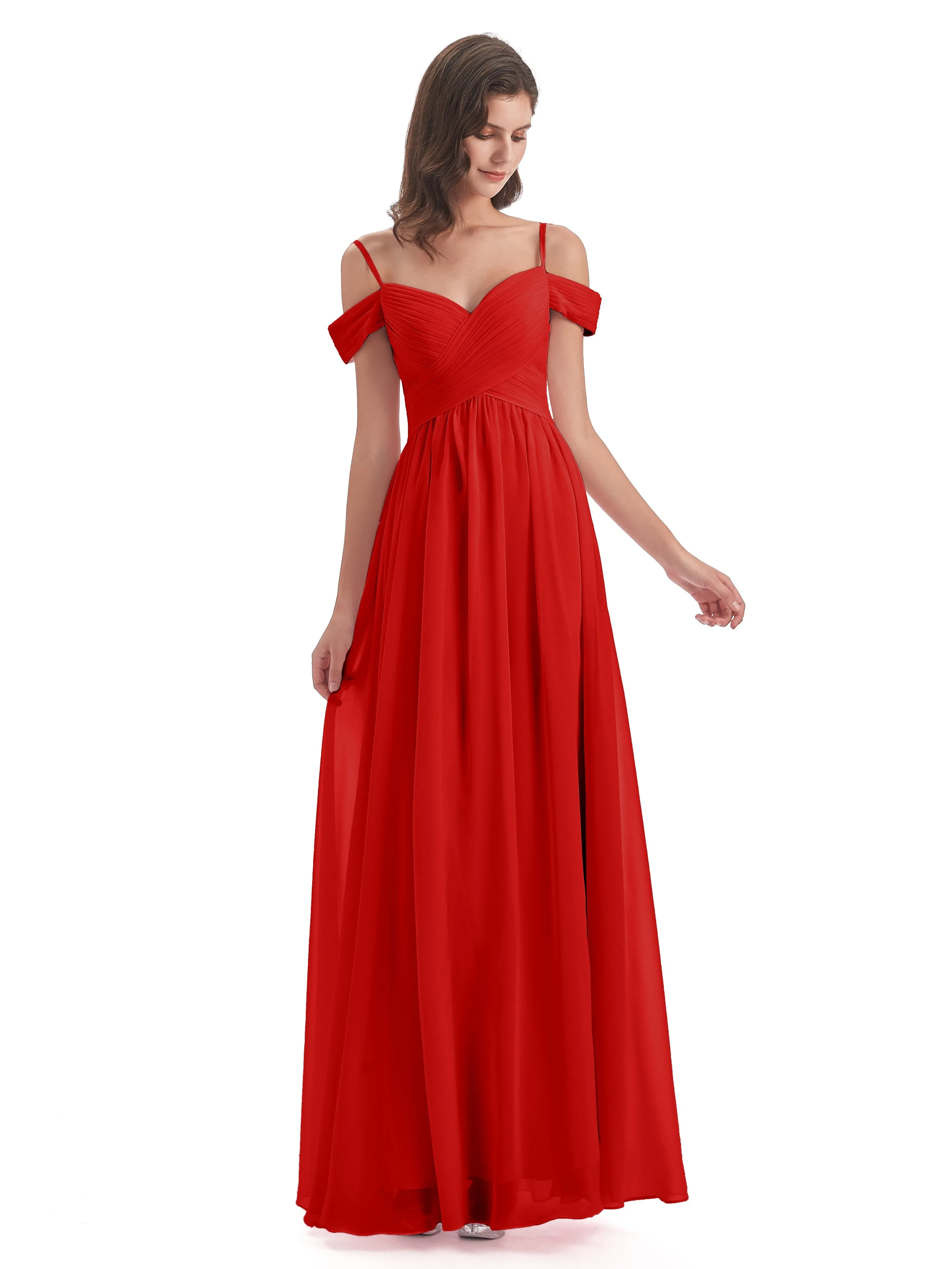 Gorgeous Chiffon Off The Shoulder Long Bridesmaid Dresses