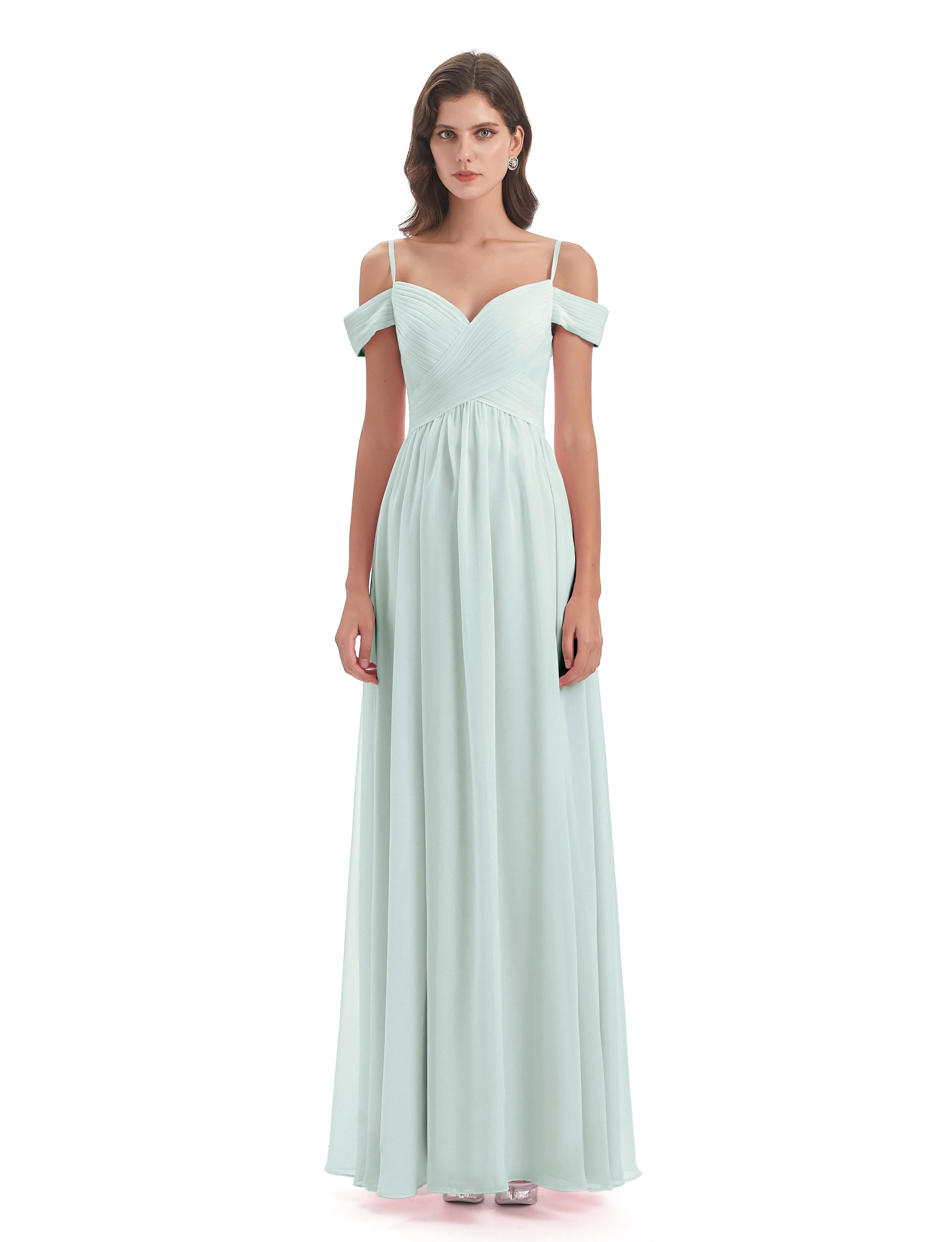 Gorgeous Chiffon Off The Shoulder Long Bridesmaid Dresses