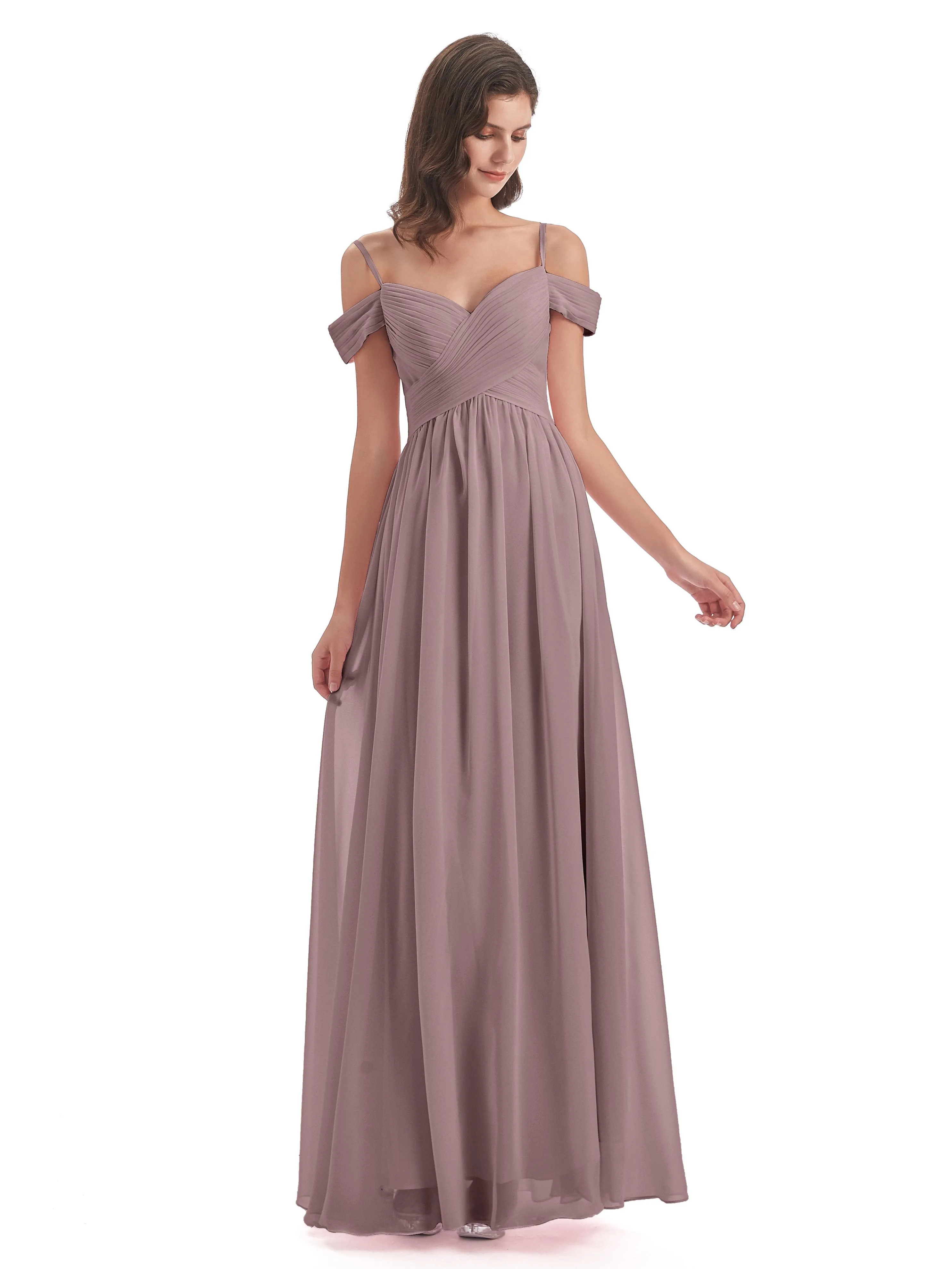 Gorgeous Chiffon Off The Shoulder Long Bridesmaid Dresses