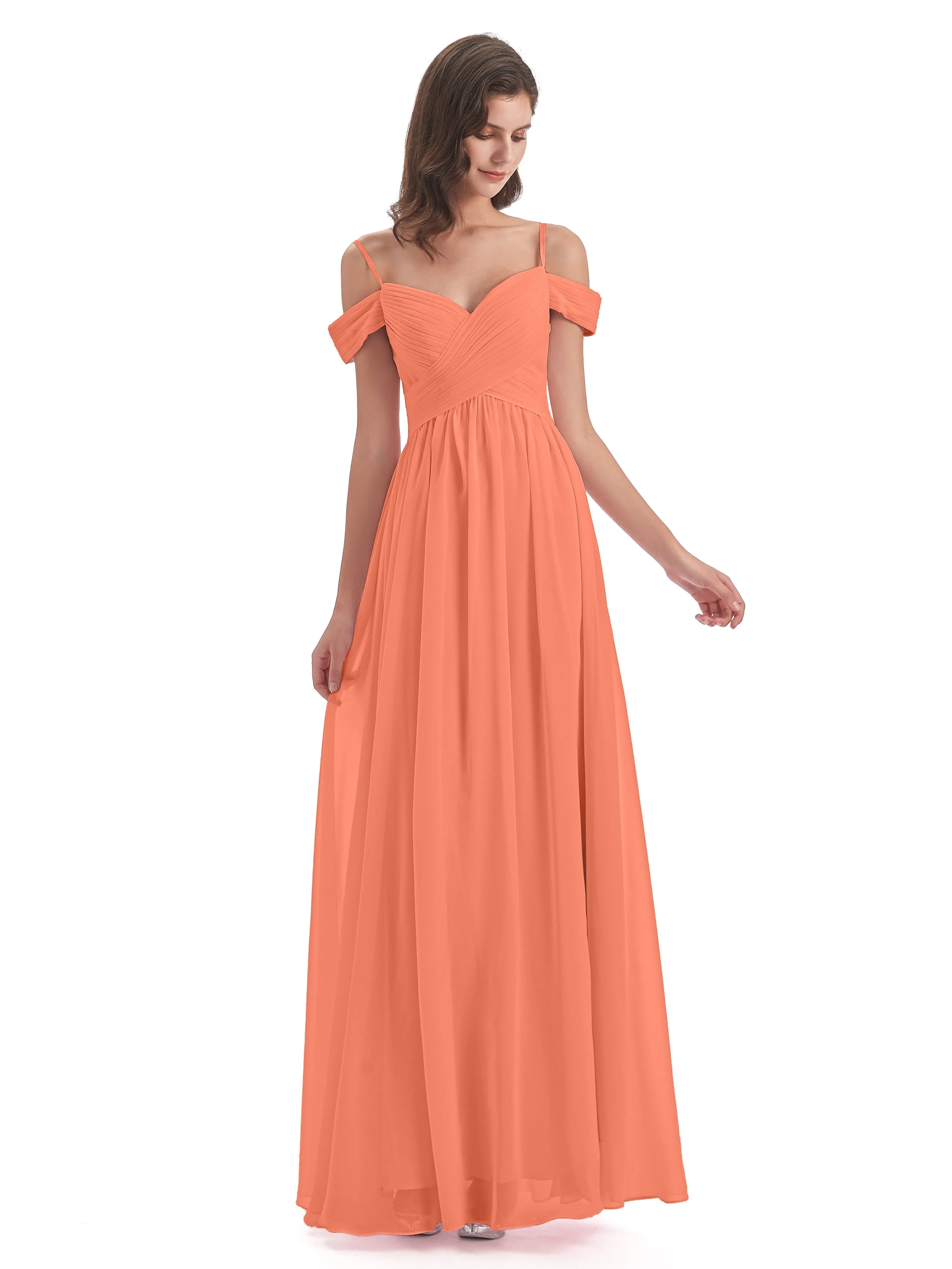 Gorgeous Chiffon Off The Shoulder Long Bridesmaid Dresses