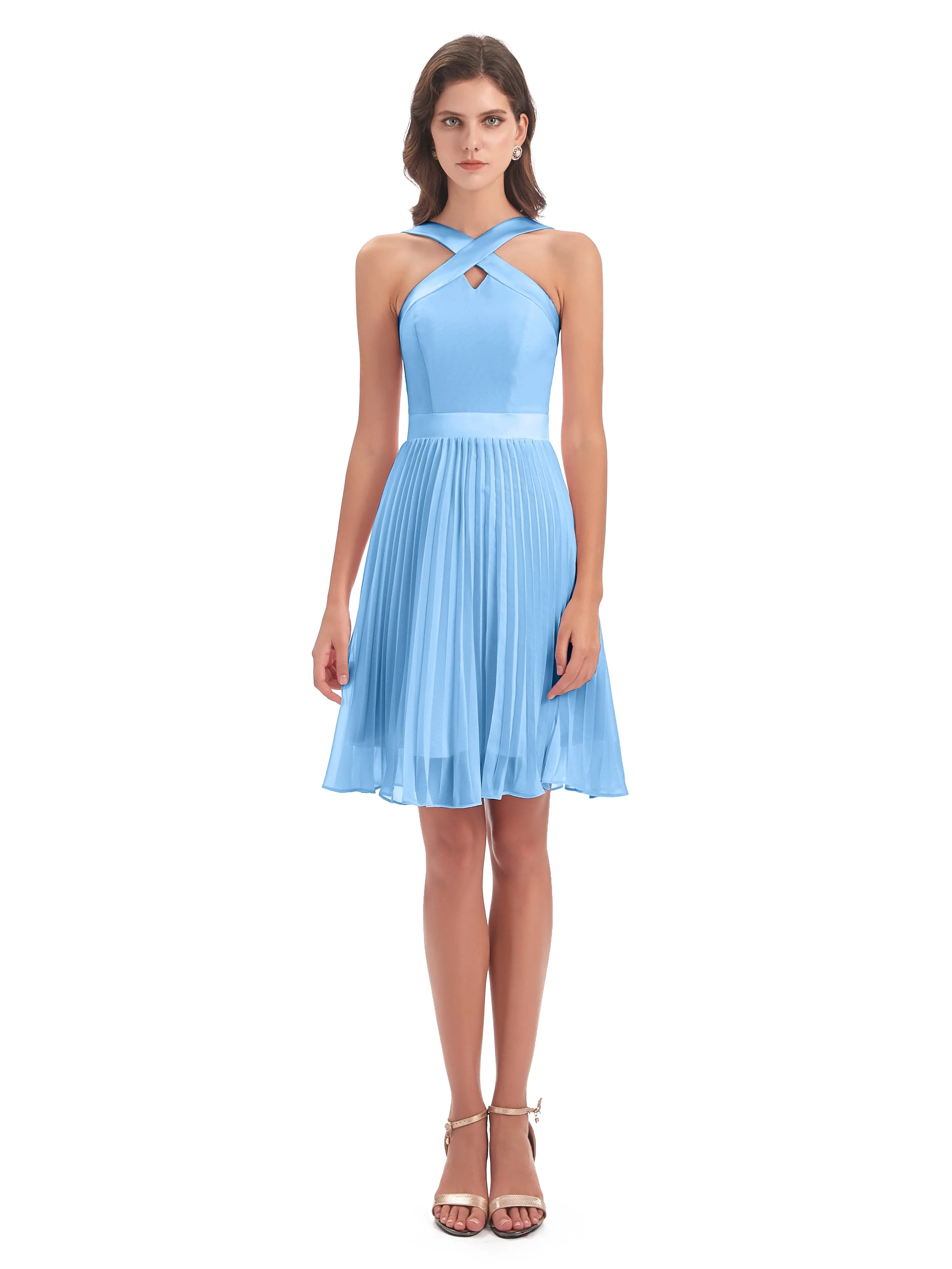 Grace Chiffon Pleated Short Bridesmaid Dresses