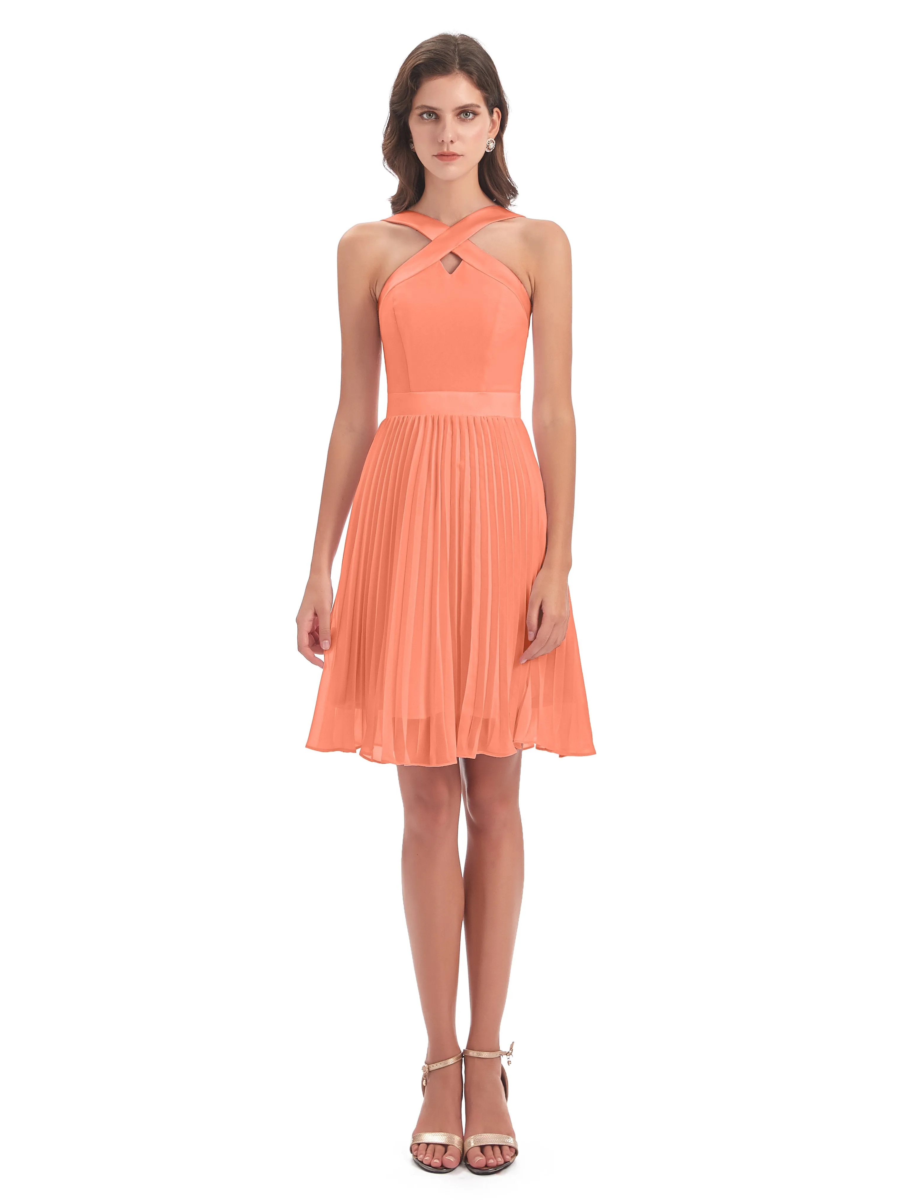 Grace Chiffon Pleated Short Bridesmaid Dresses