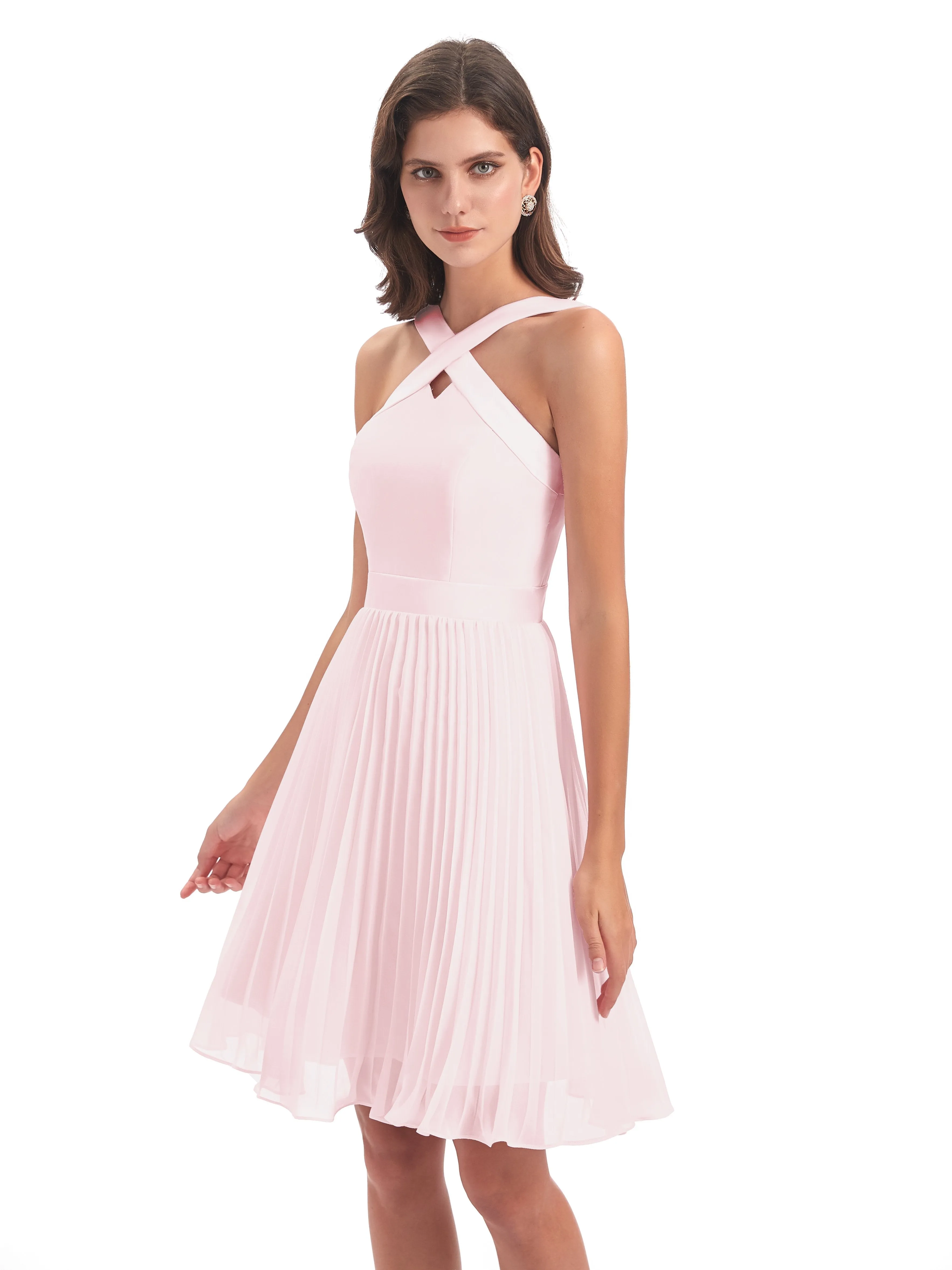 Grace Chiffon Pleated Short Bridesmaid Dresses