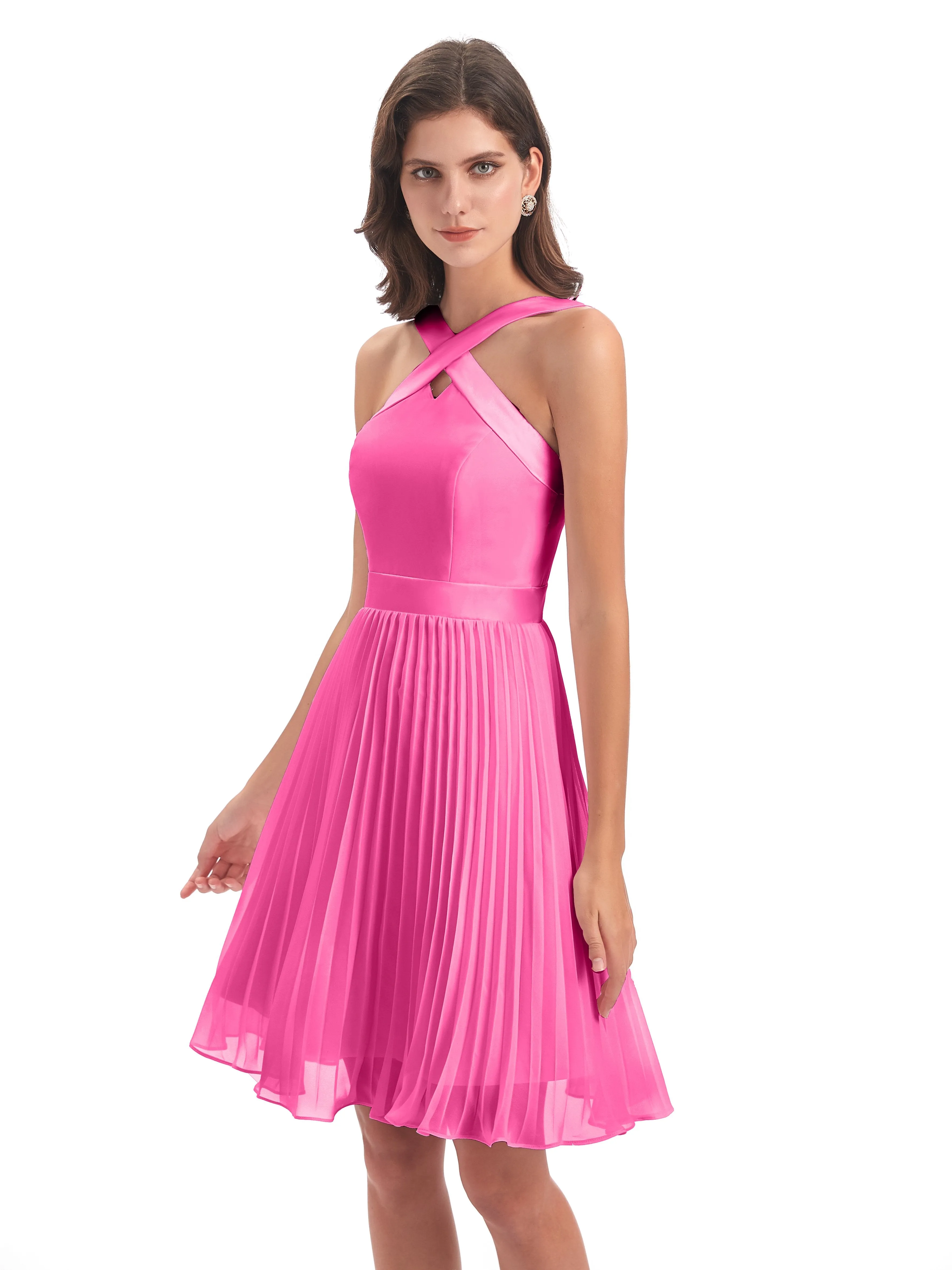 Grace Chiffon Pleated Short Bridesmaid Dresses