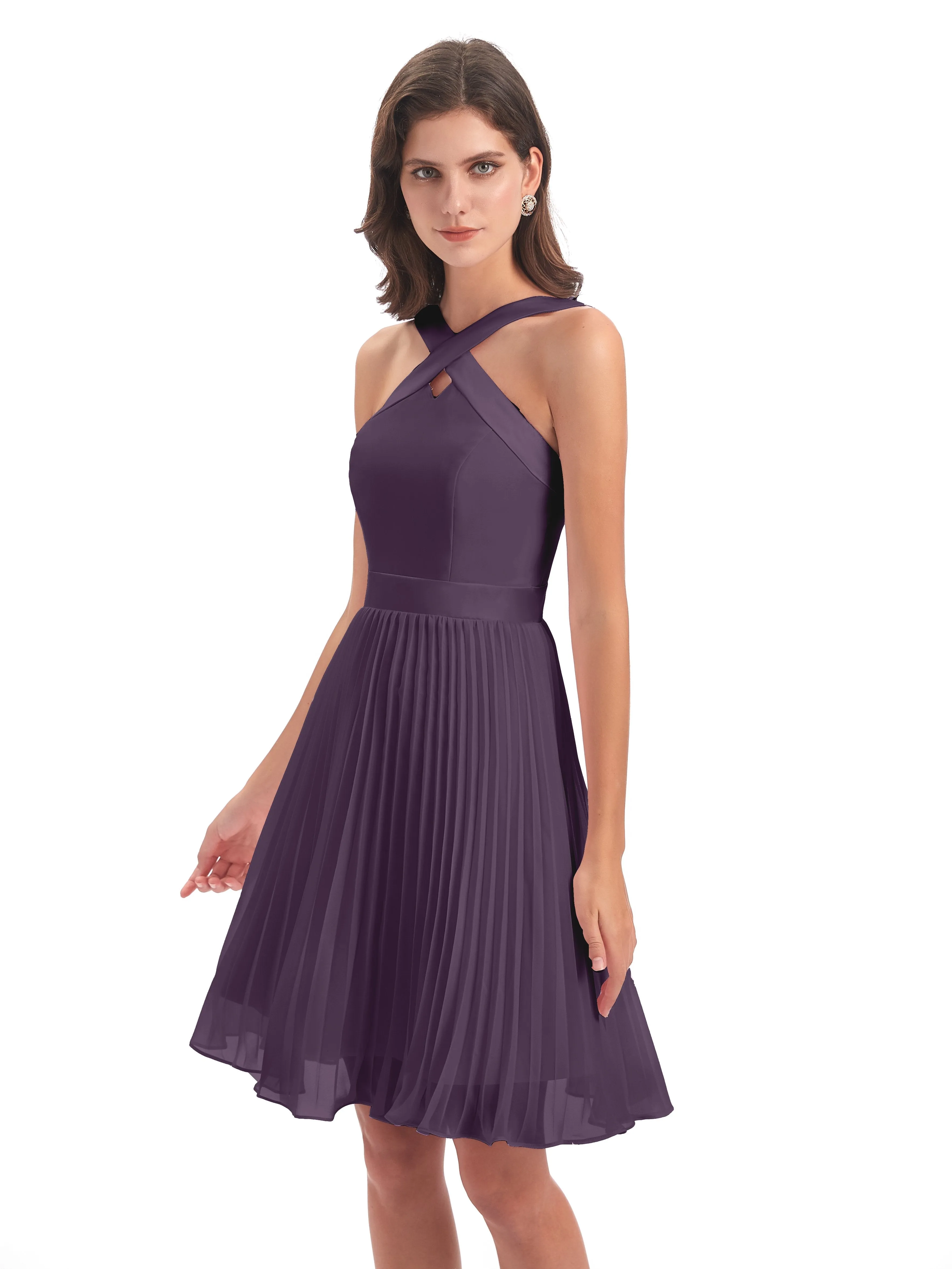 Grace Chiffon Pleated Short Bridesmaid Dresses