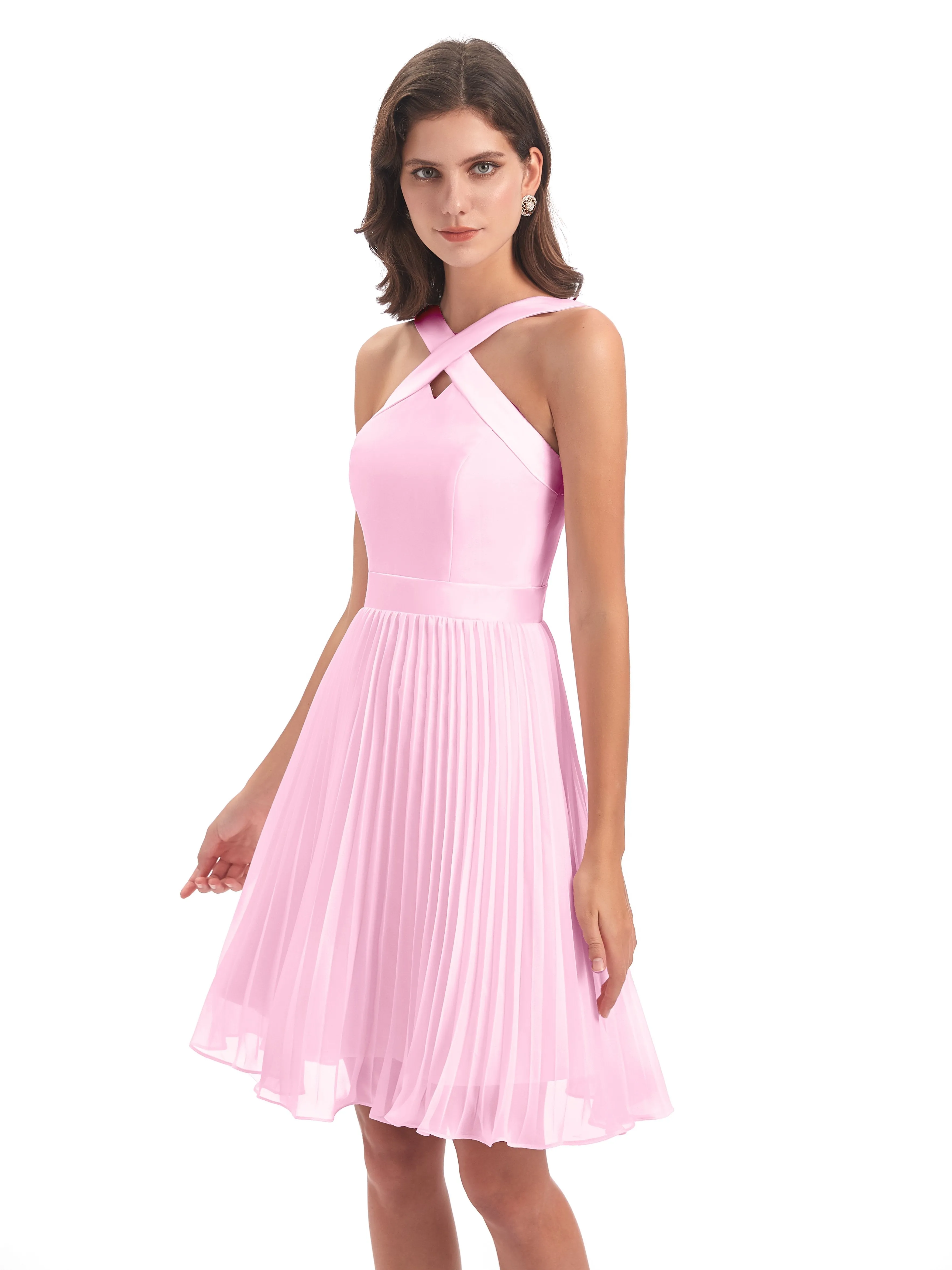 Grace Chiffon Pleated Short Bridesmaid Dresses