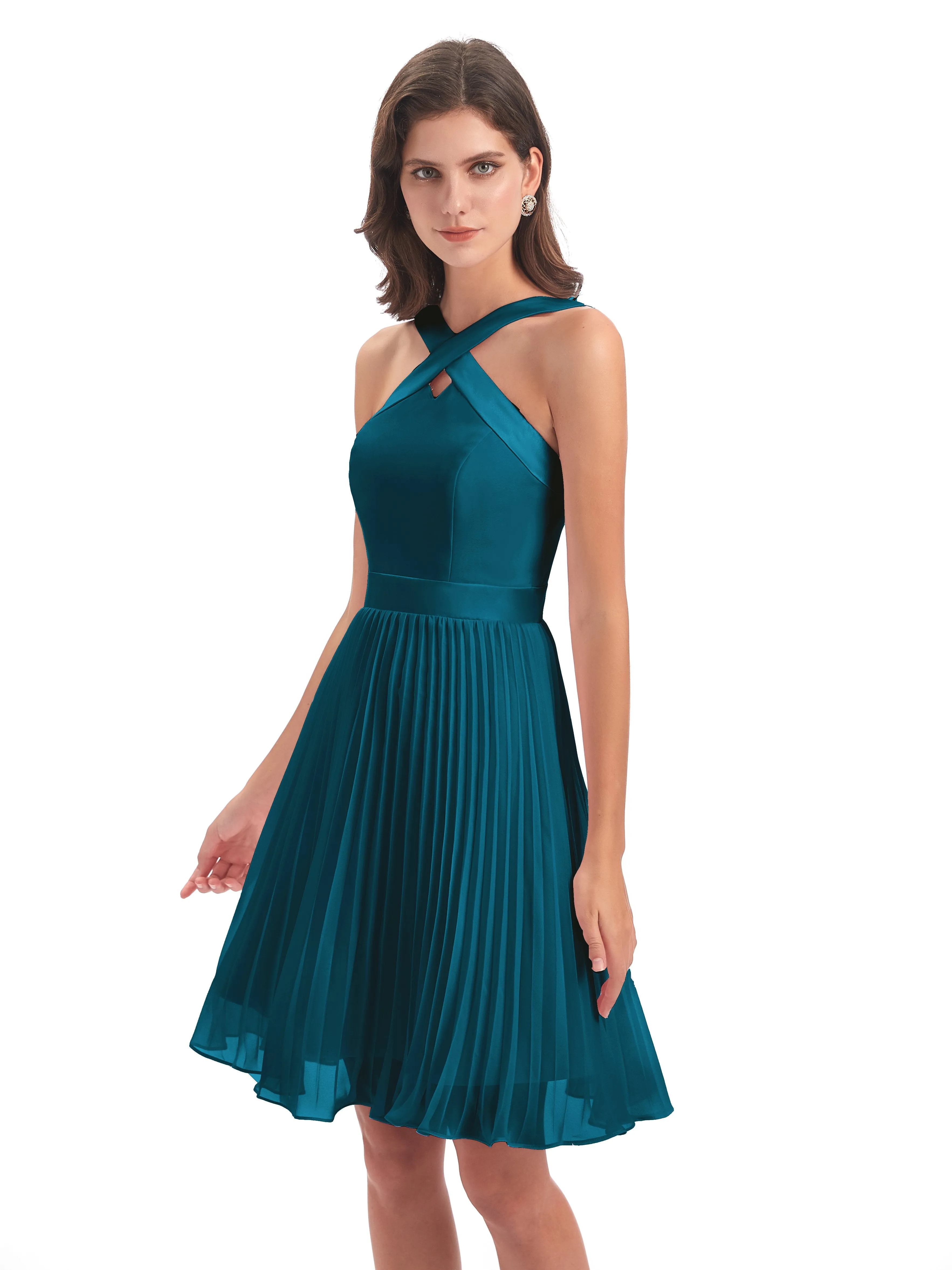 Grace Chiffon Pleated Short Bridesmaid Dresses