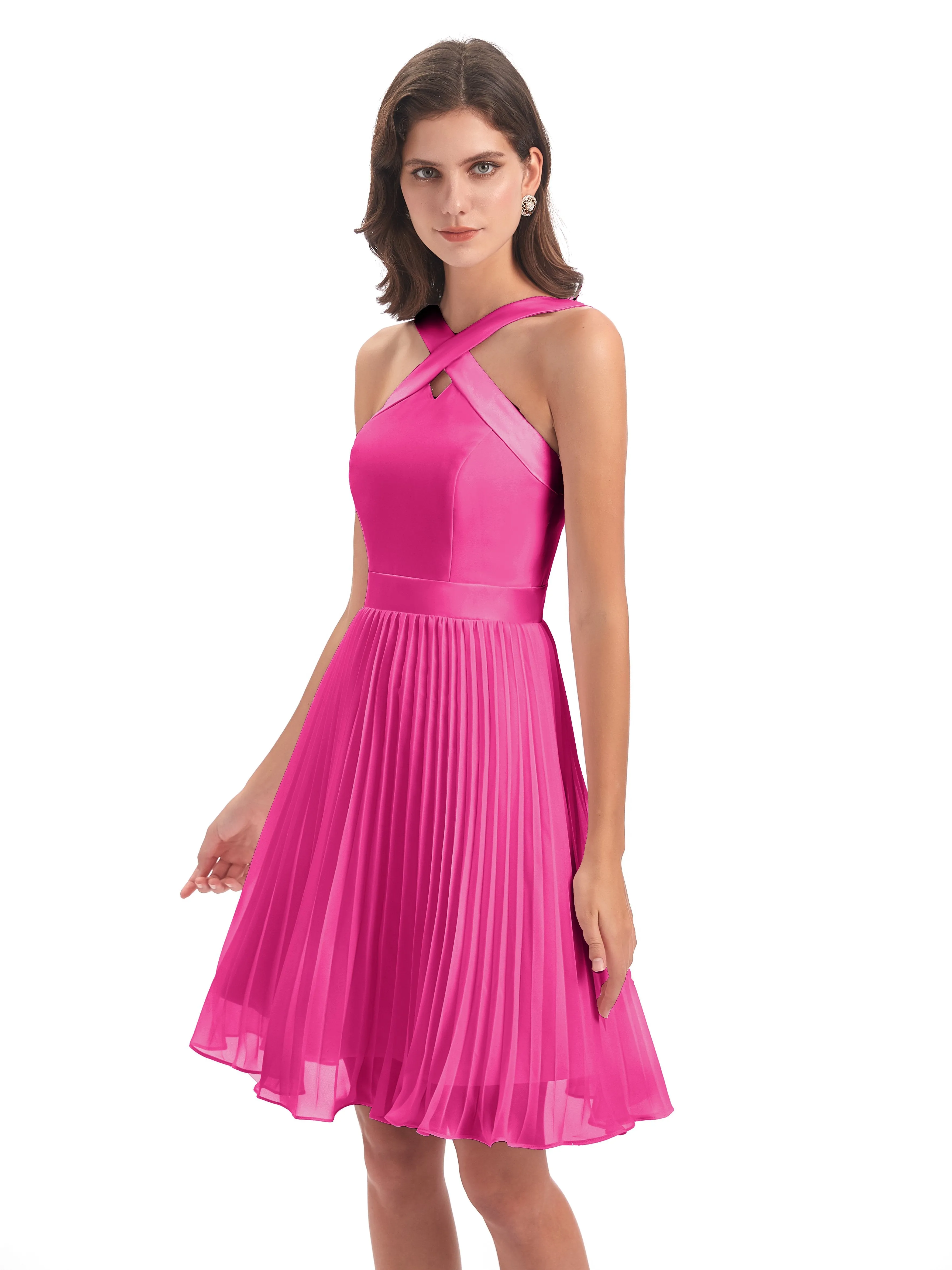 Grace Chiffon Pleated Short Bridesmaid Dresses