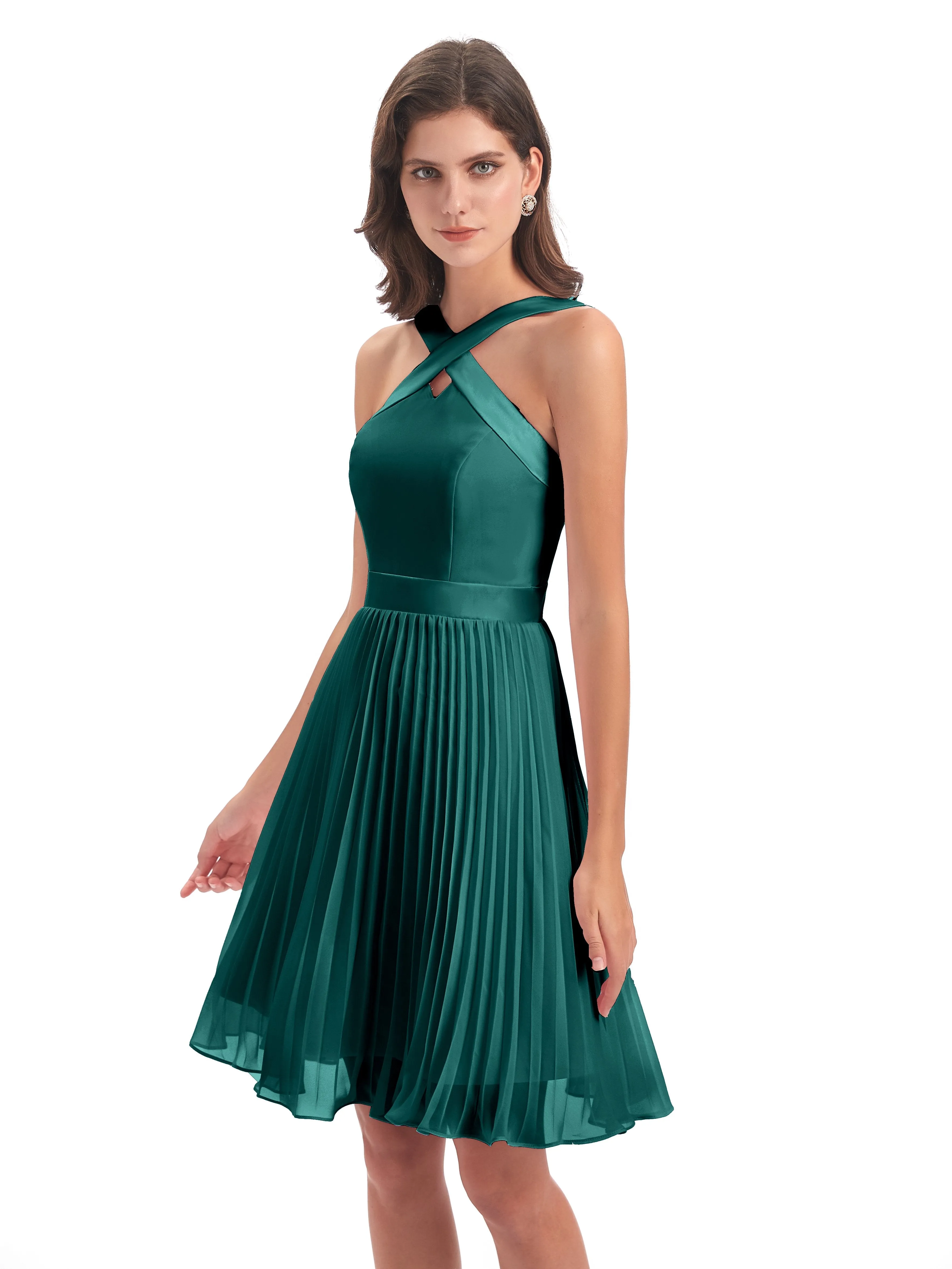 Grace Chiffon Pleated Short Bridesmaid Dresses