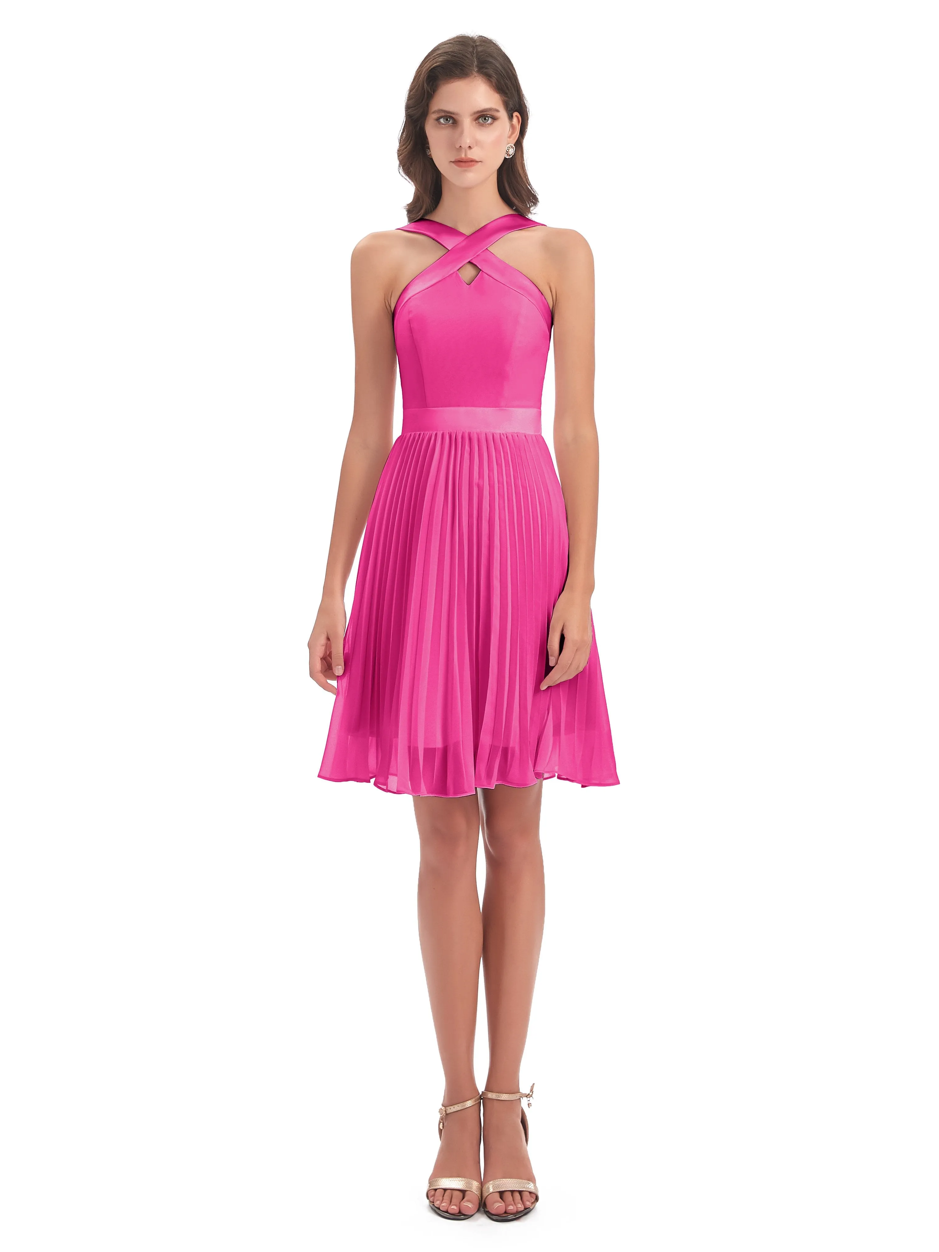 Grace Chiffon Pleated Short Bridesmaid Dresses