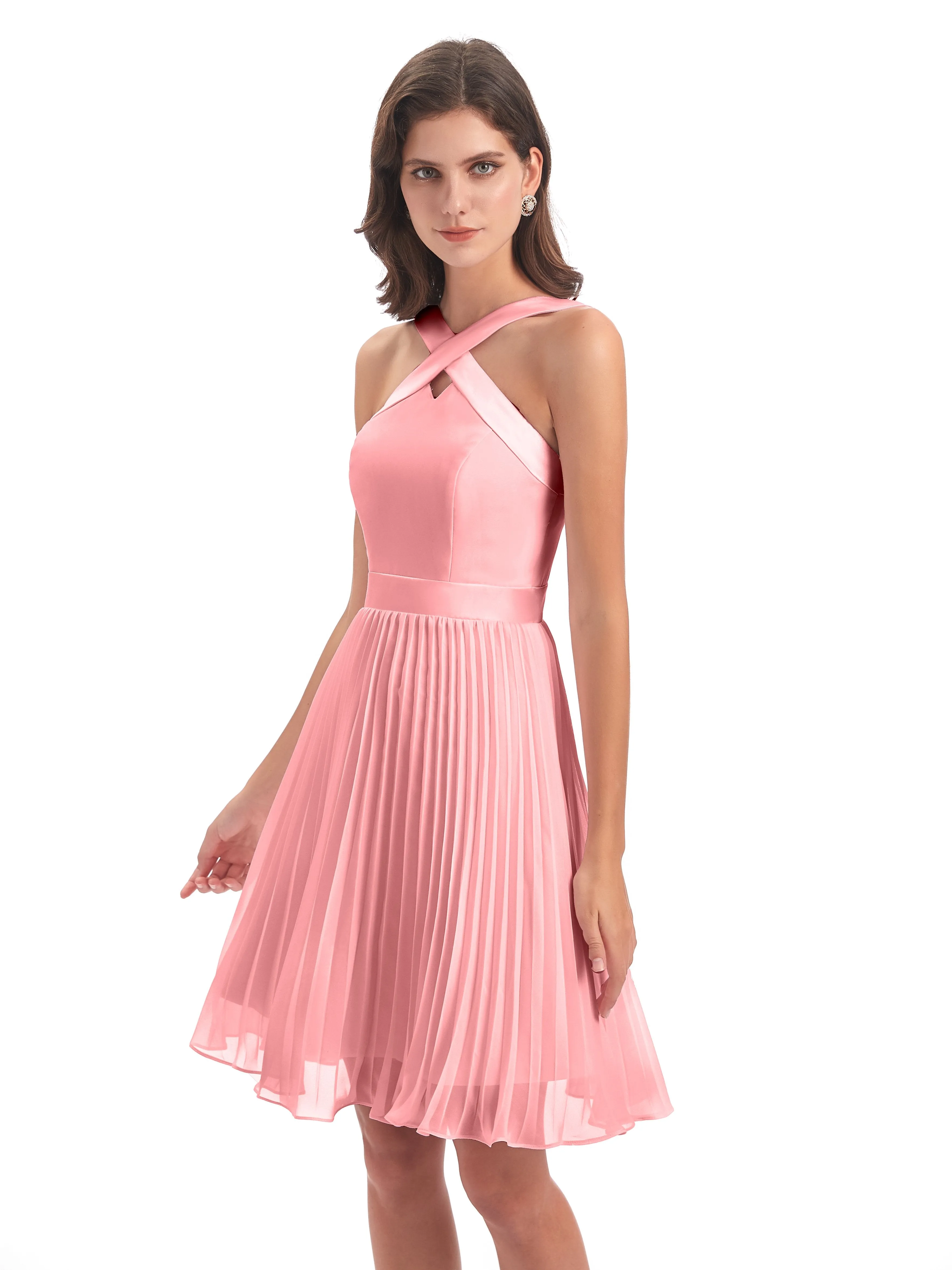 Grace Chiffon Pleated Short Bridesmaid Dresses