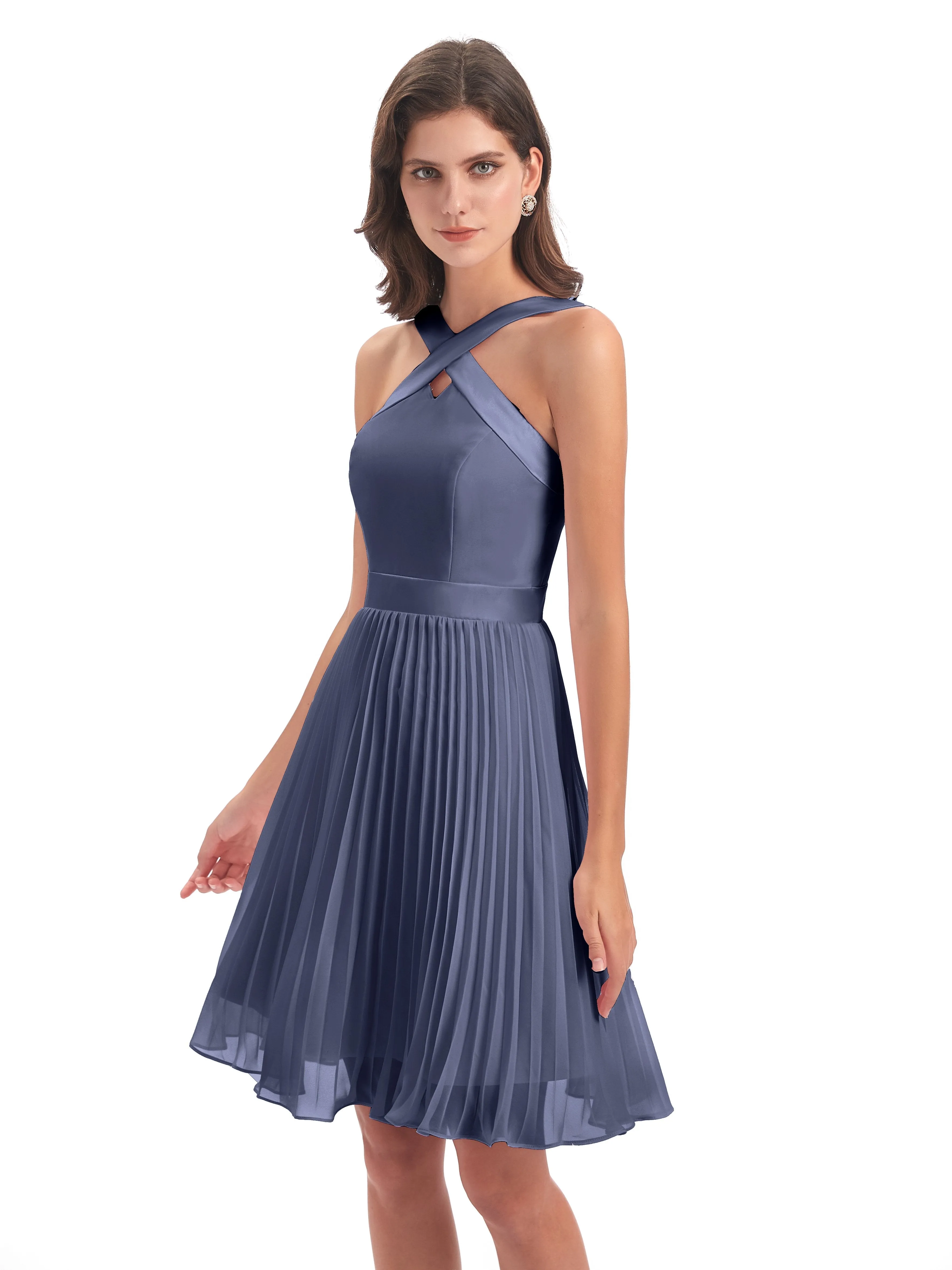 Grace Chiffon Pleated Short Bridesmaid Dresses