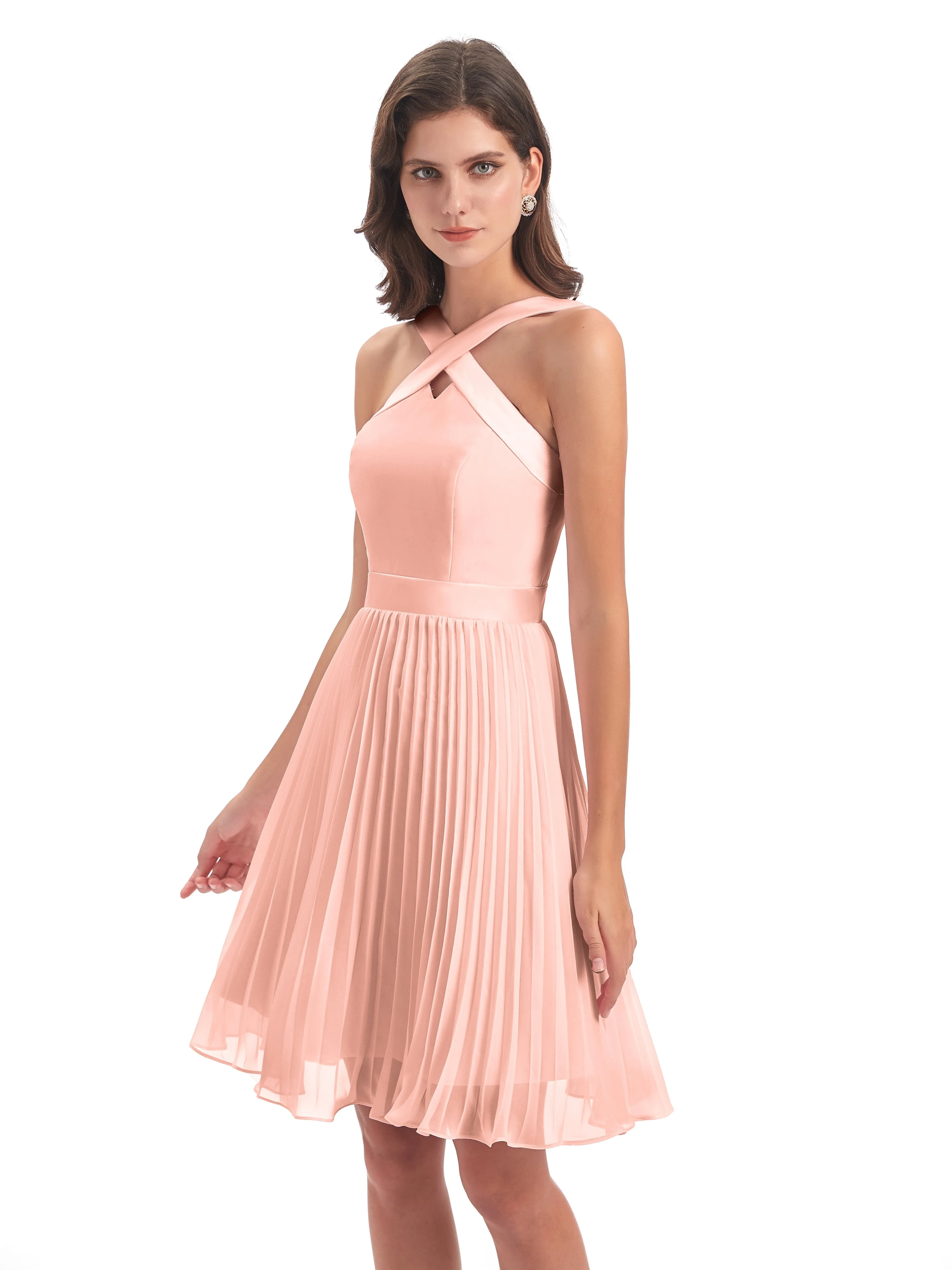 Grace Chiffon Pleated Short Bridesmaid Dresses