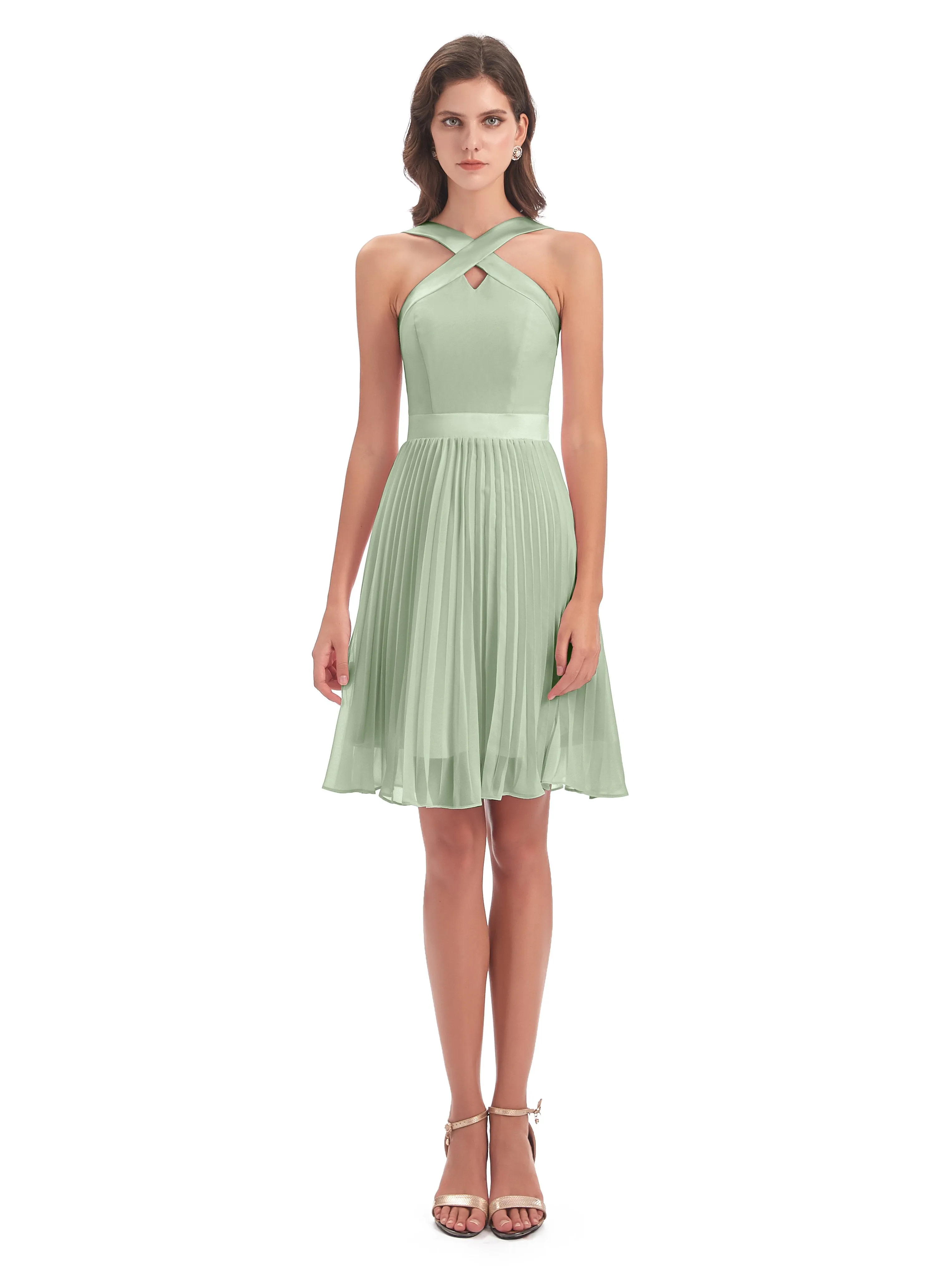 Grace Chiffon Pleated Short Bridesmaid Dresses