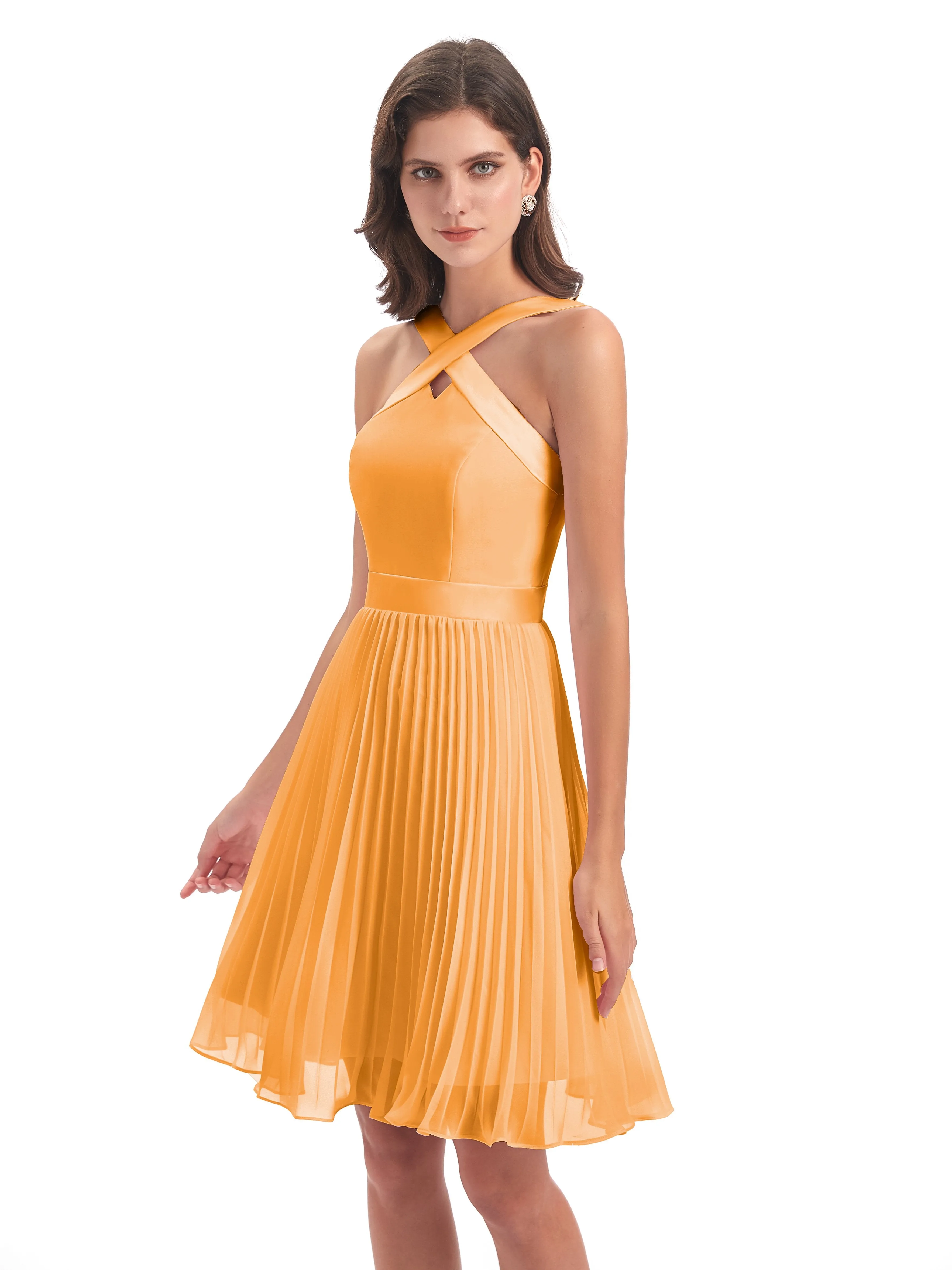 Grace Chiffon Pleated Short Bridesmaid Dresses