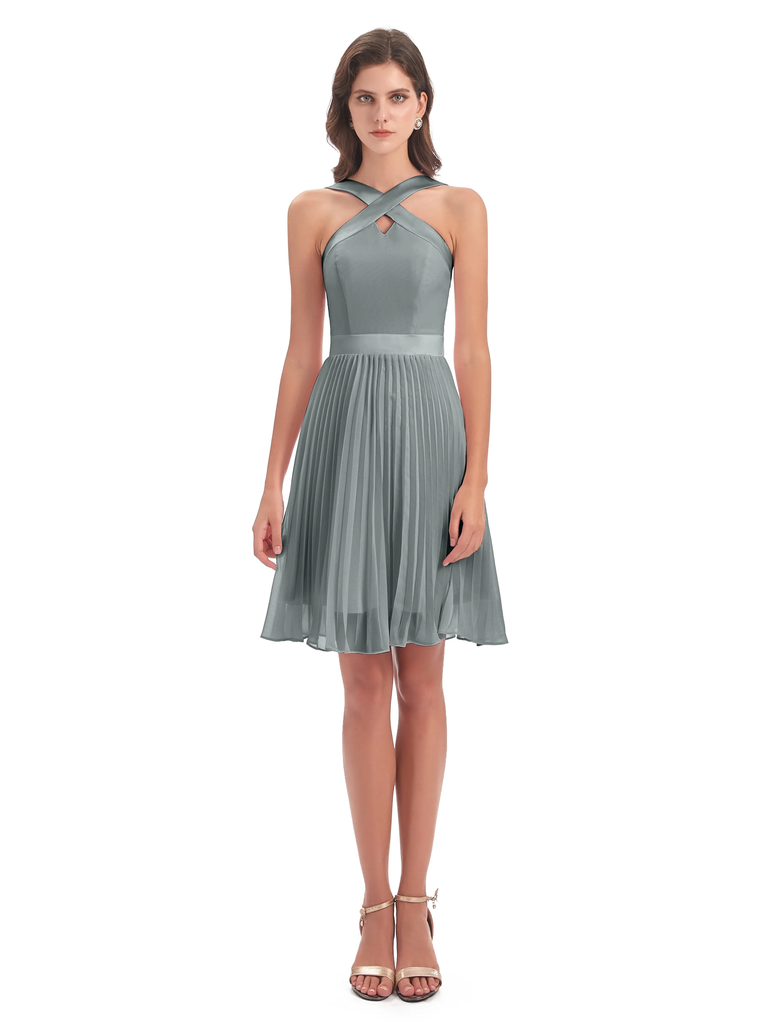 Grace Chiffon Pleated Short Bridesmaid Dresses