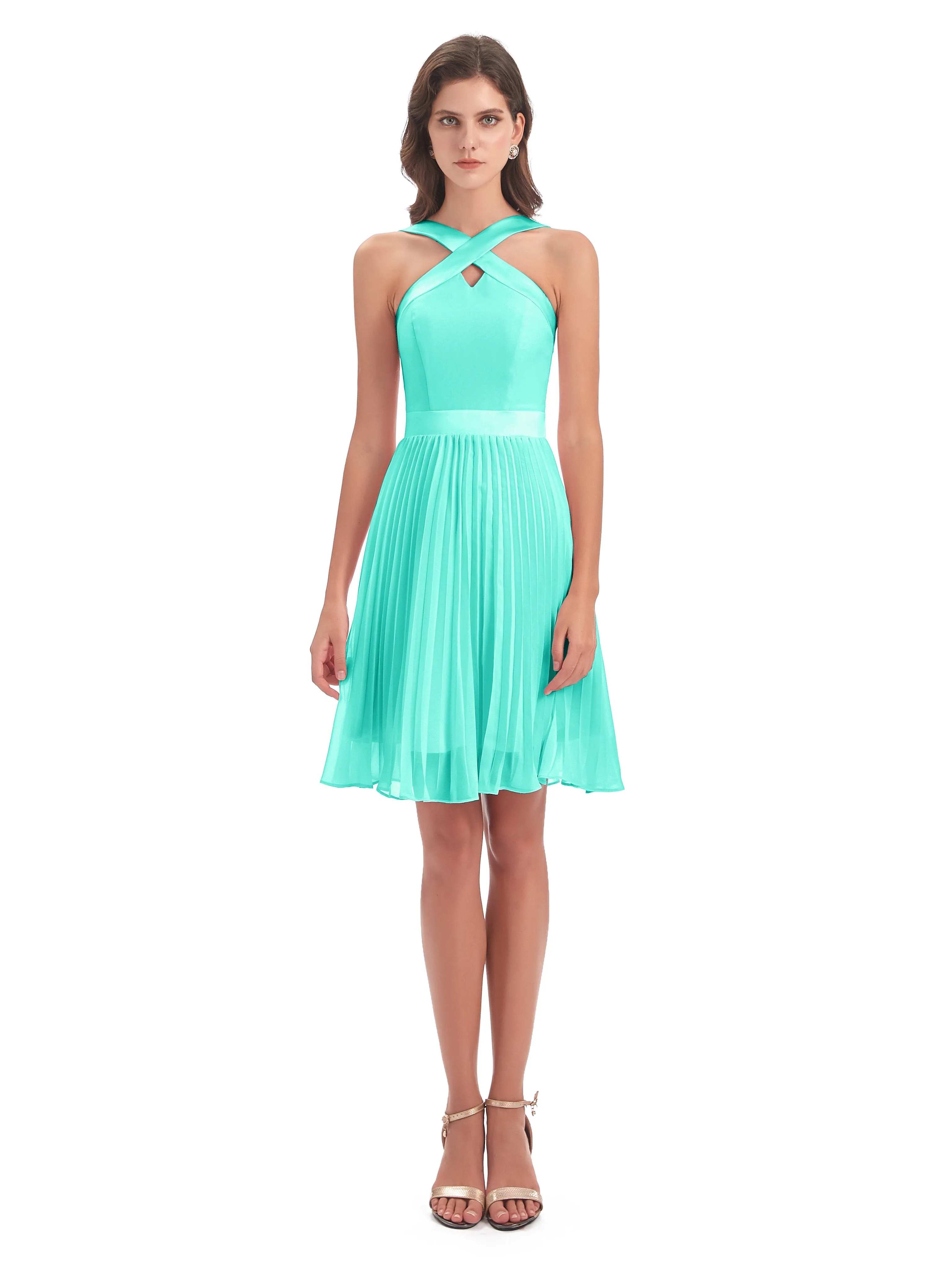 Grace Chiffon Pleated Short Bridesmaid Dresses