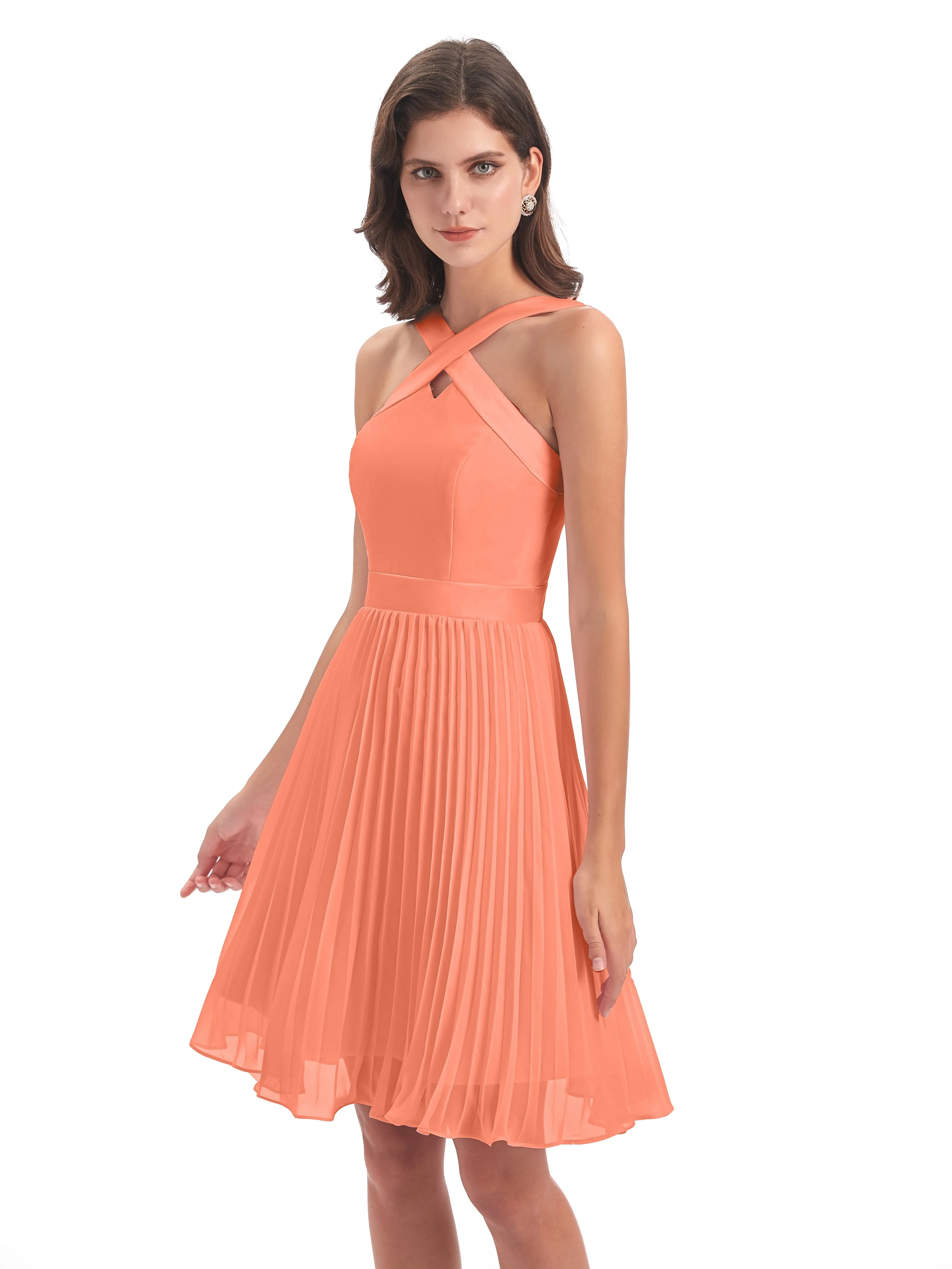 Grace Chiffon Pleated Short Bridesmaid Dresses