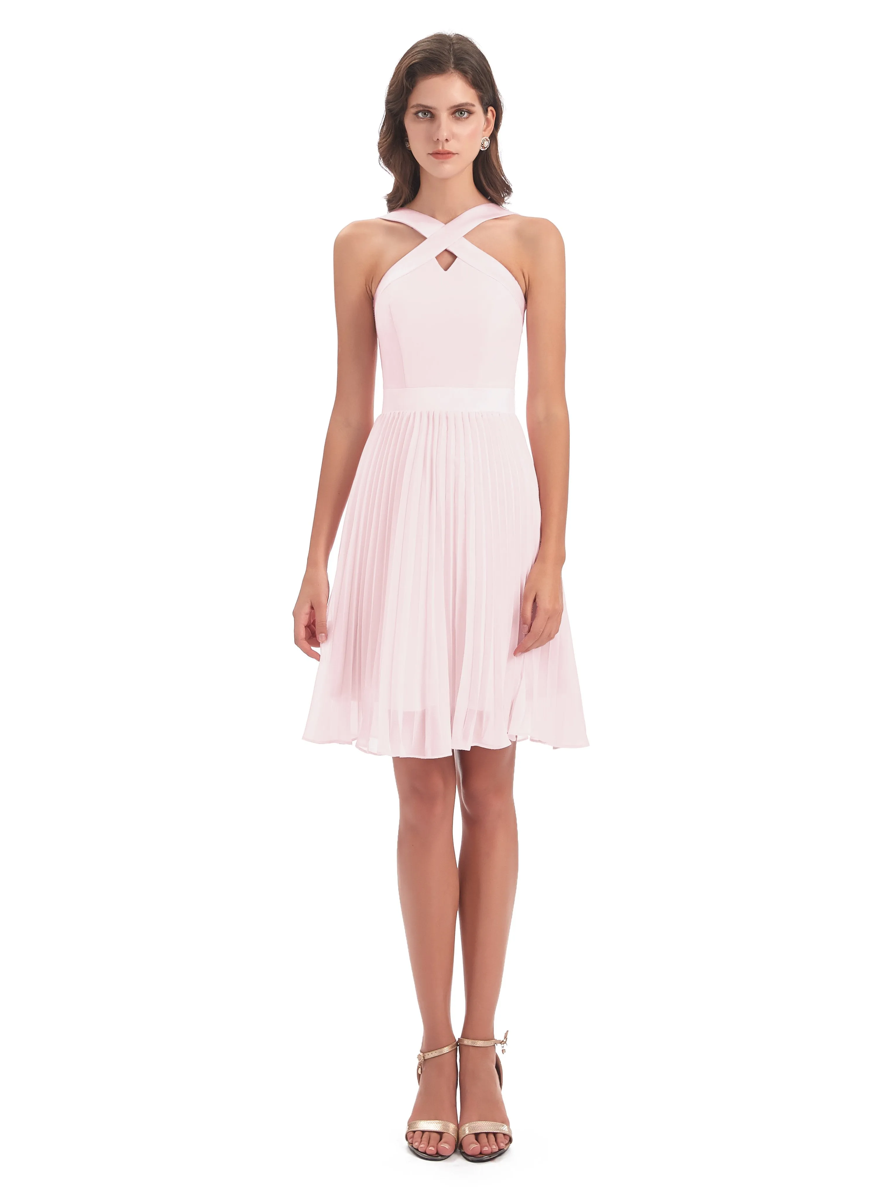 Grace Chiffon Pleated Short Bridesmaid Dresses