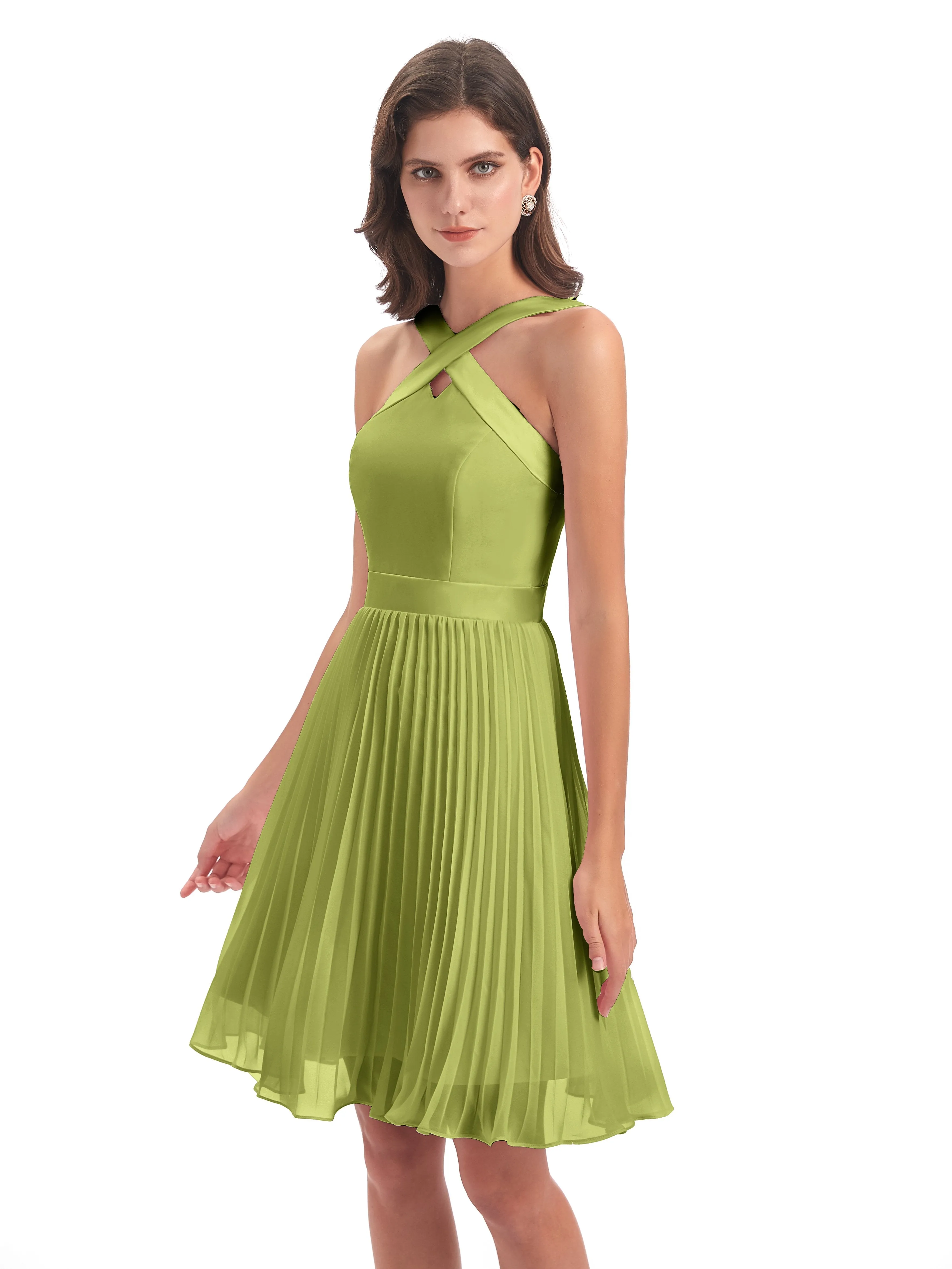 Grace Chiffon Pleated Short Bridesmaid Dresses