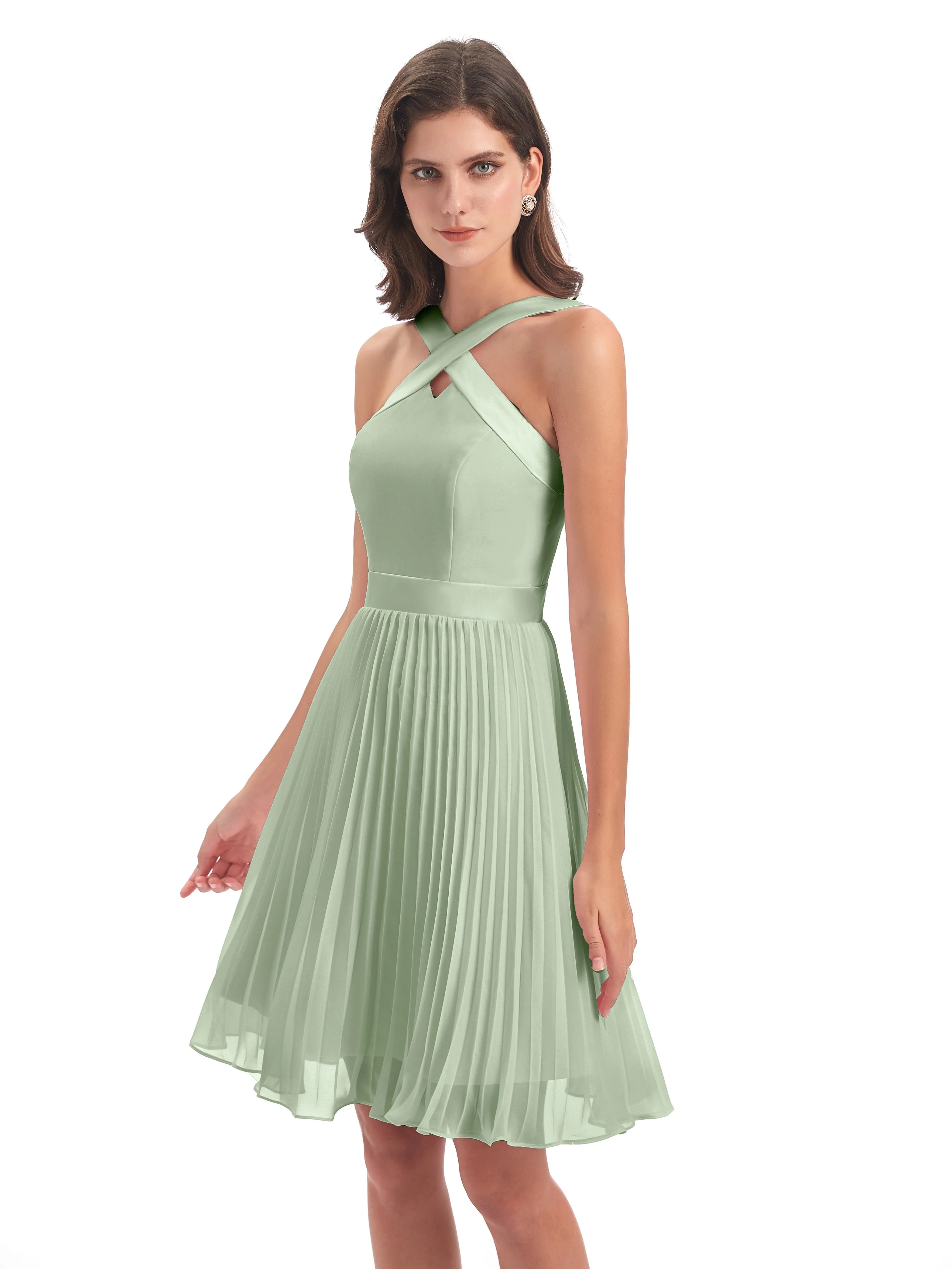 Grace Chiffon Pleated Short Bridesmaid Dresses