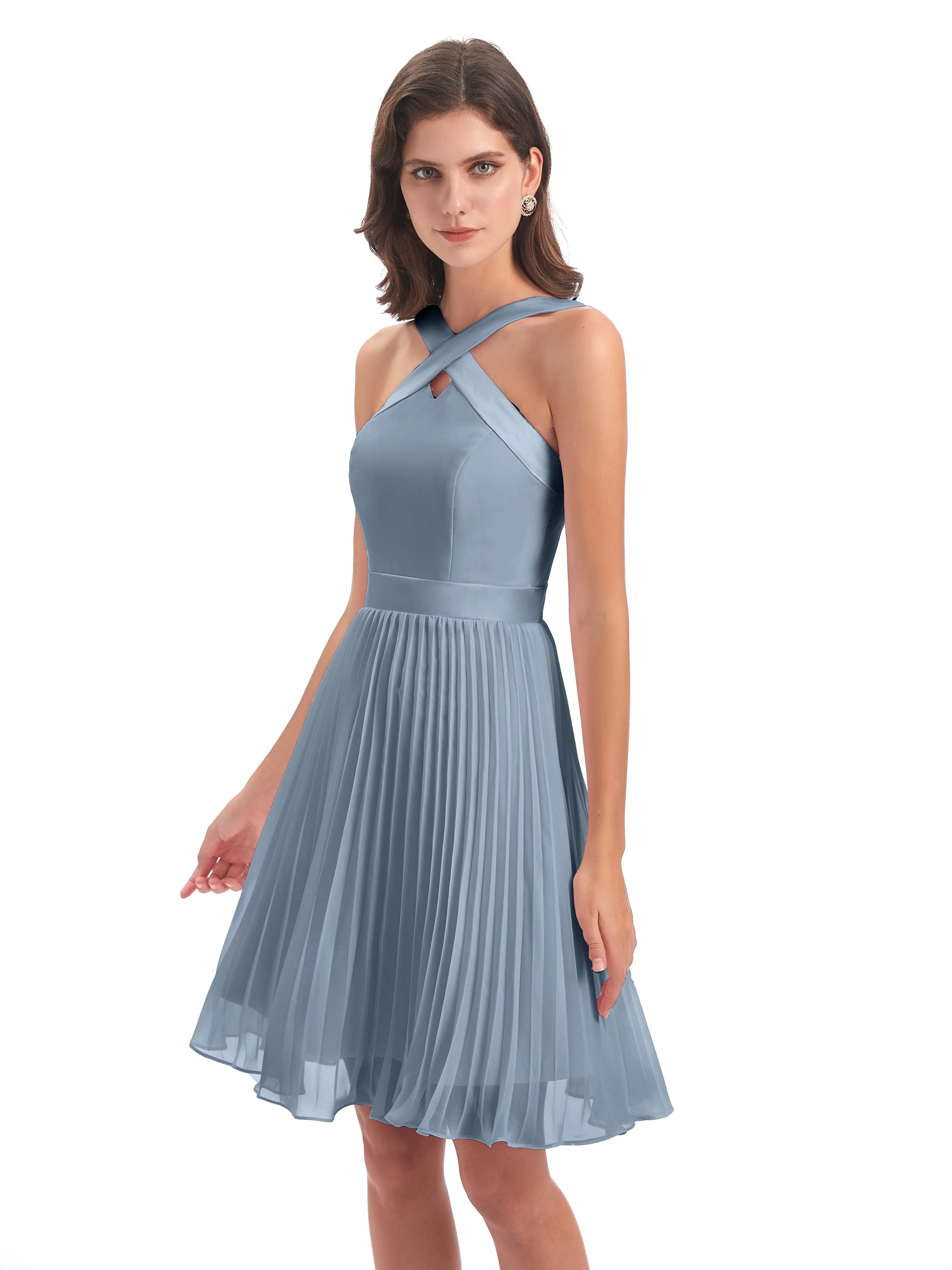 Grace Chiffon Pleated Short Bridesmaid Dresses