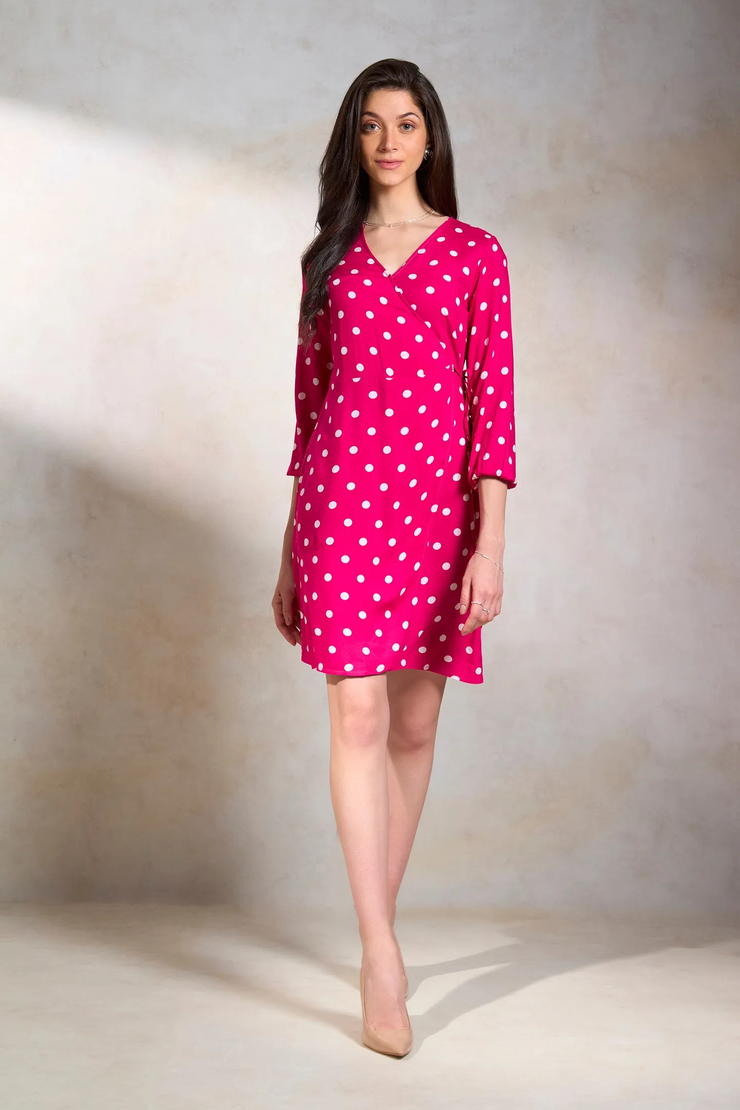 Grace|Polka Print Wrap Dress