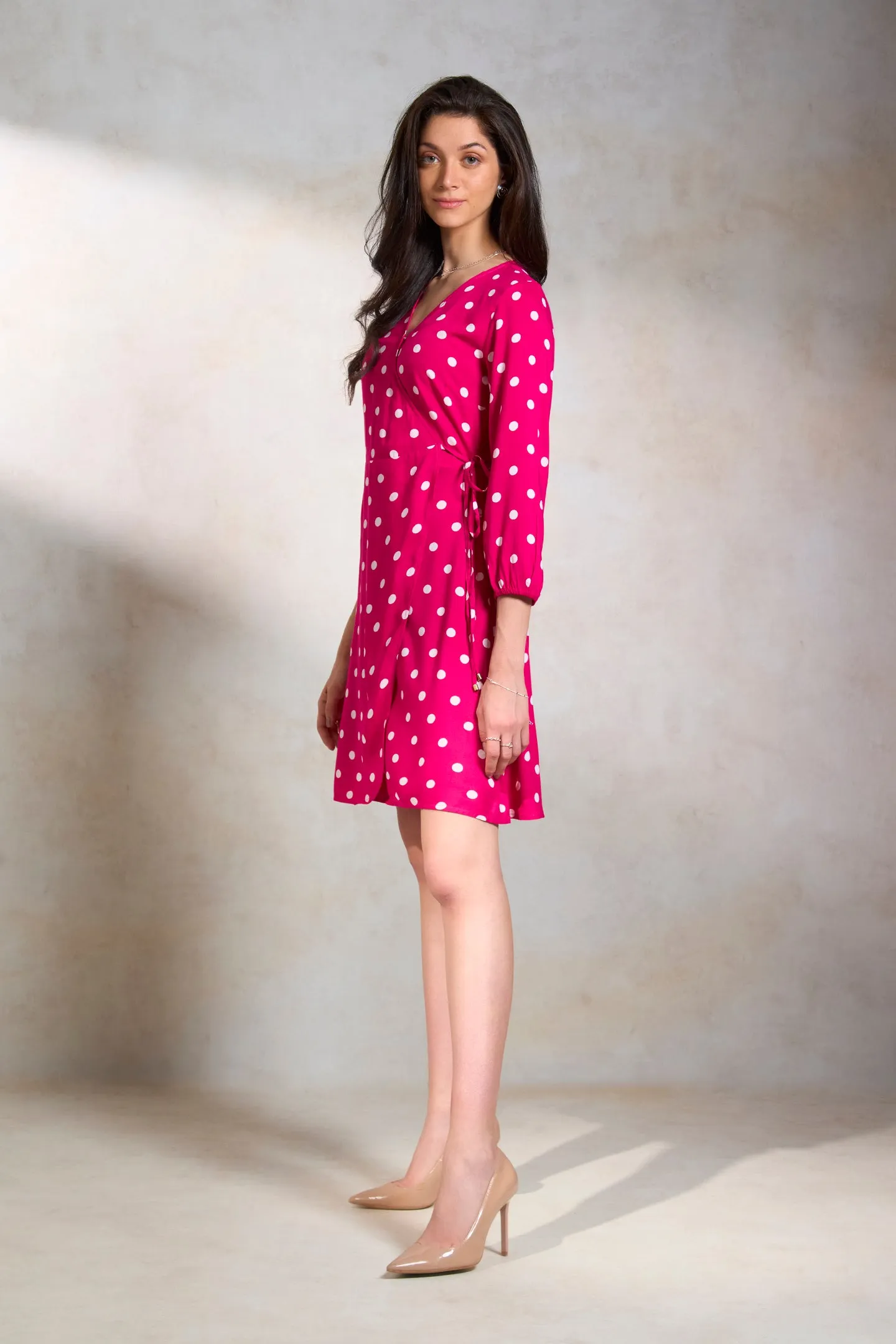 Grace|Polka Print Wrap Dress