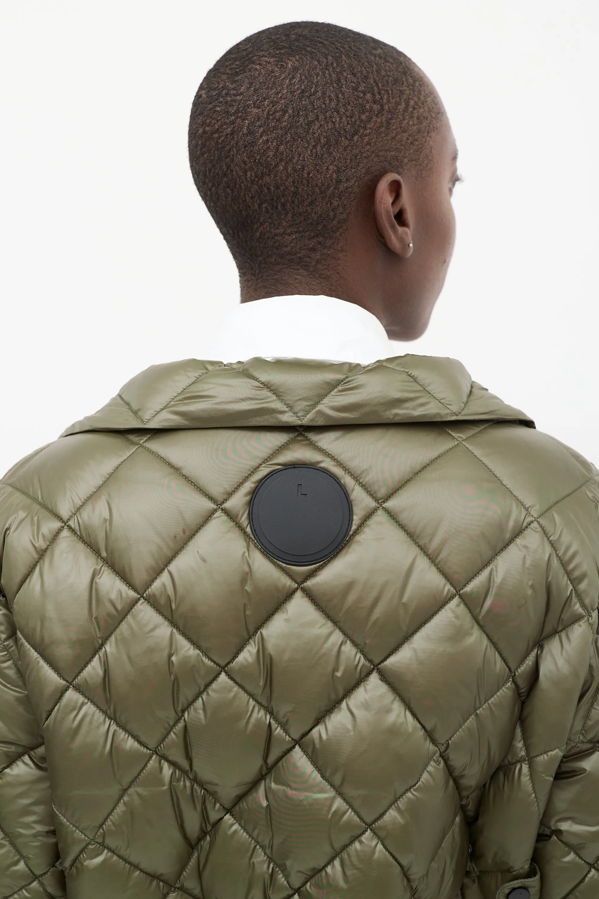 Green Quilted Nylon Curve Coat