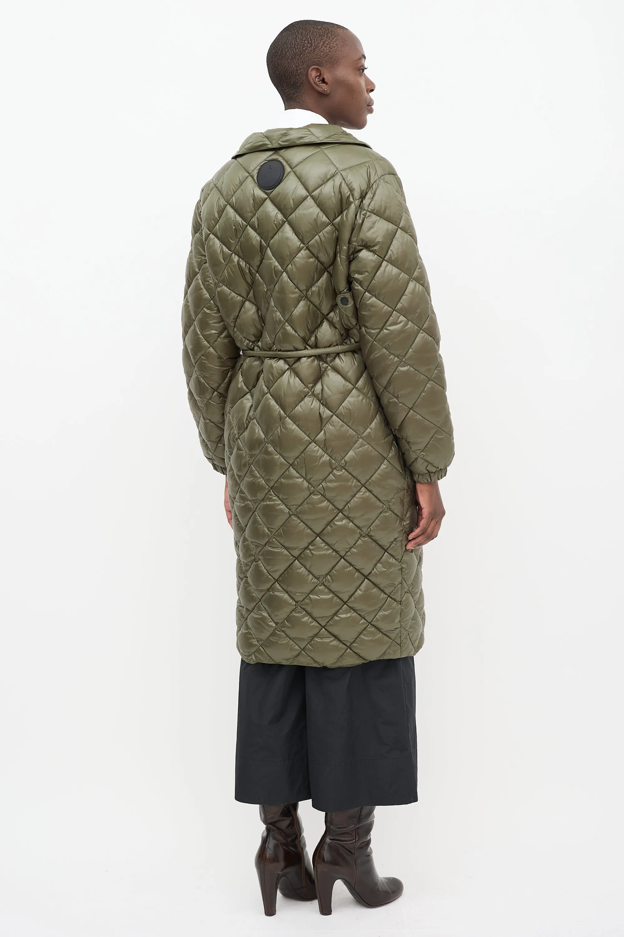 Green Quilted Nylon Curve Coat