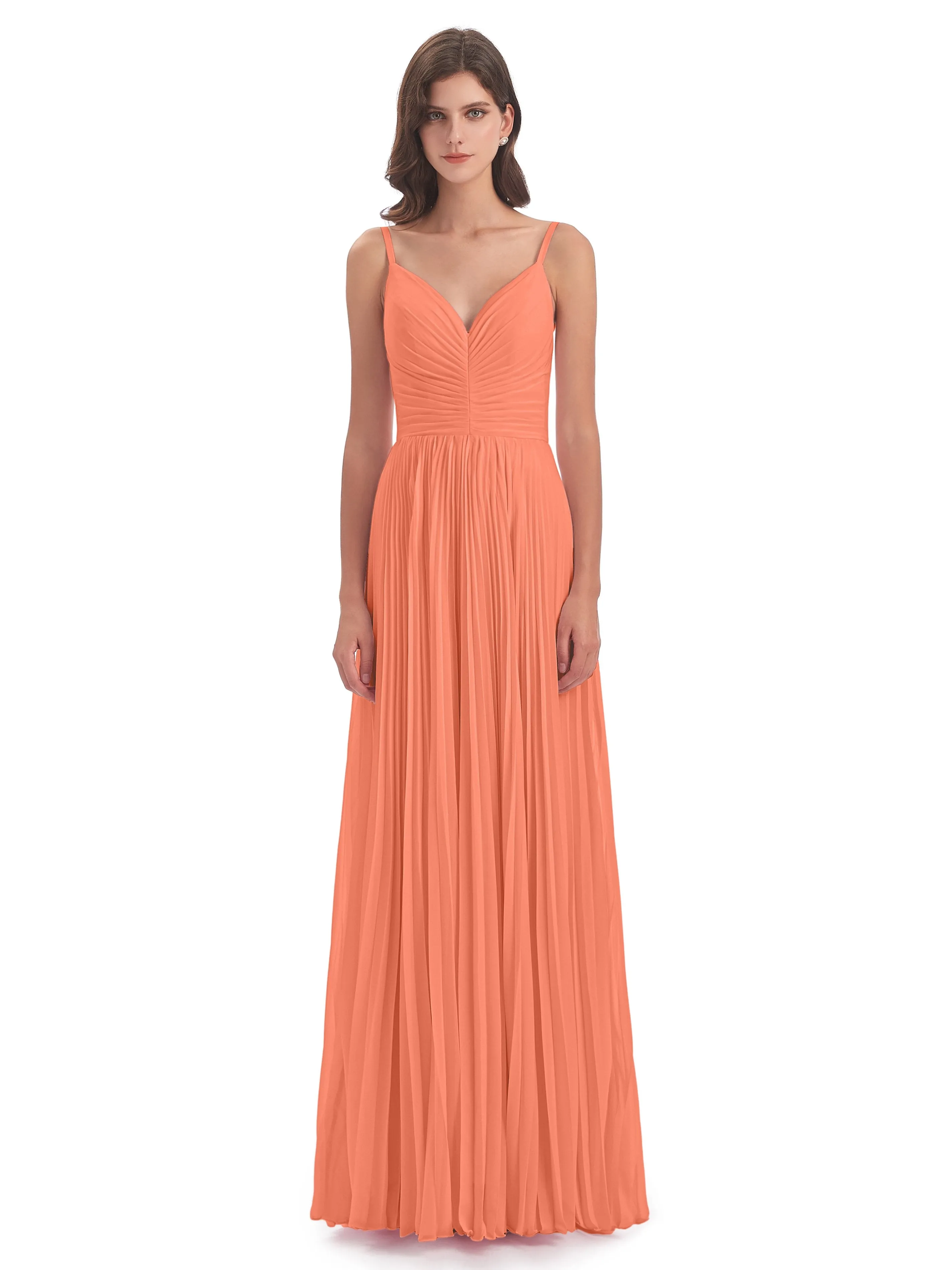 Hallie Chiffon Spaghetti Straps Floor Length Bridesmaid Dresses