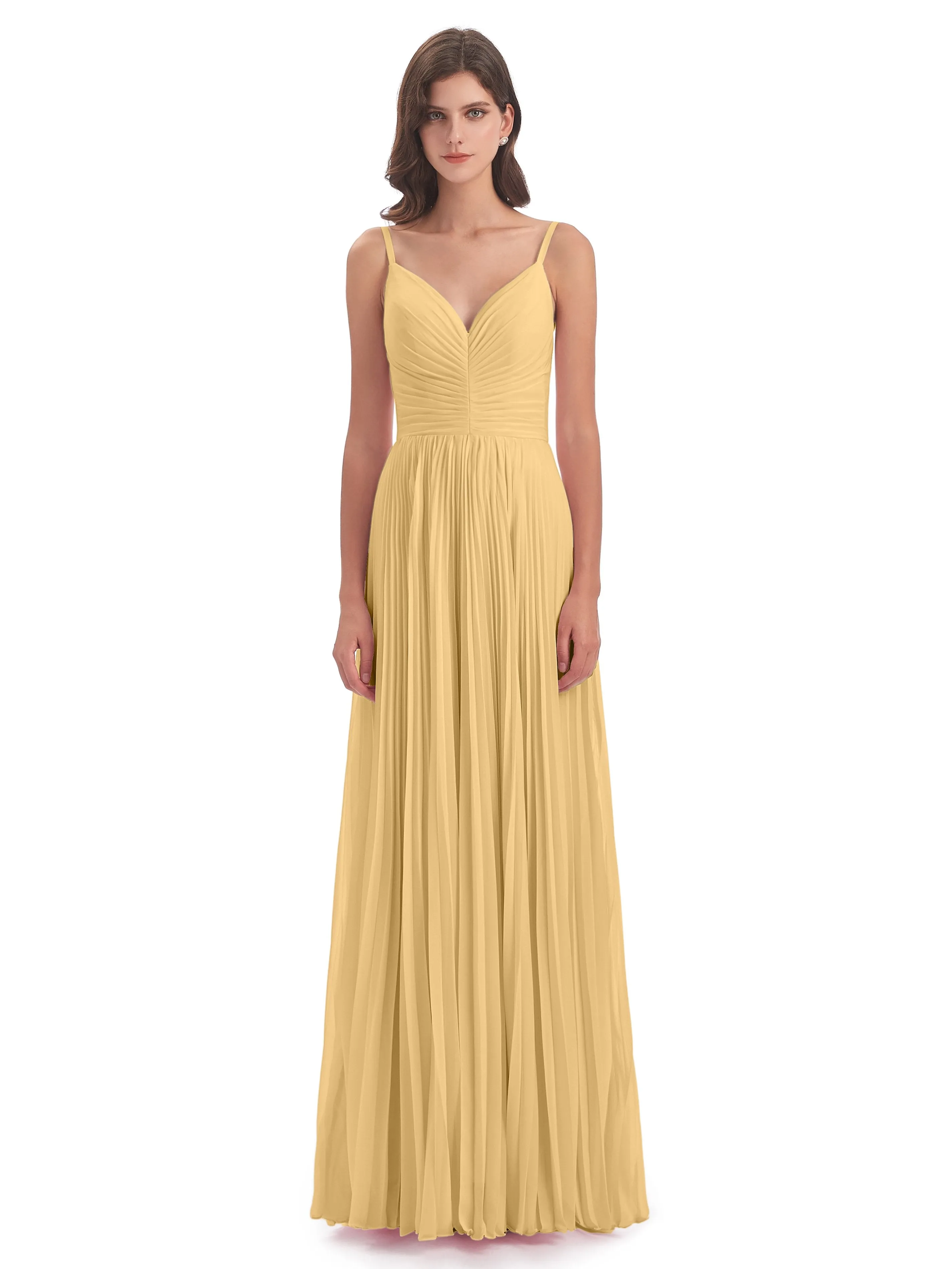 Hallie Chiffon Spaghetti Straps Floor Length Bridesmaid Dresses