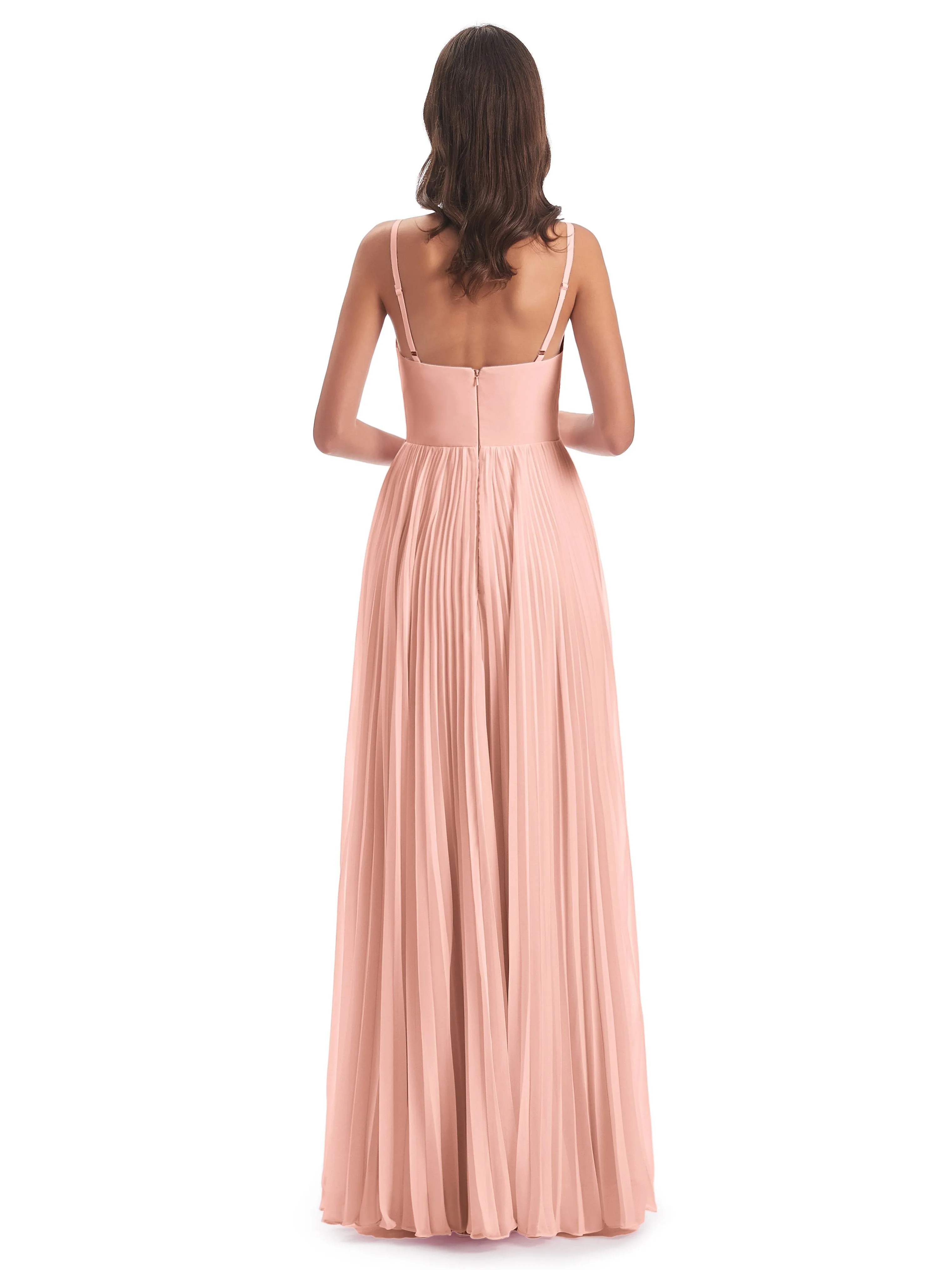 Hallie Chiffon Spaghetti Straps Floor Length Bridesmaid Dresses