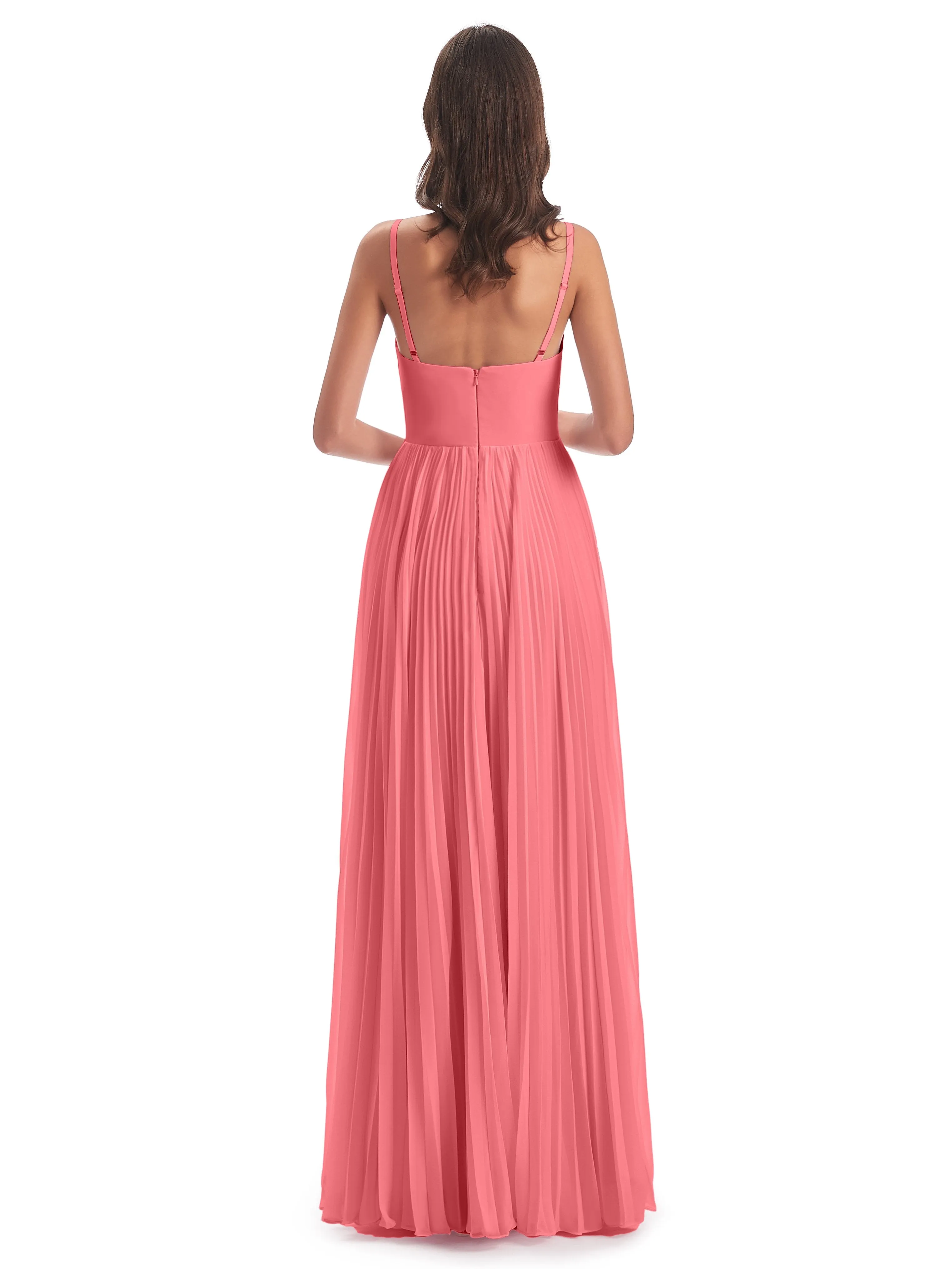 Hallie Chiffon Spaghetti Straps Floor Length Bridesmaid Dresses