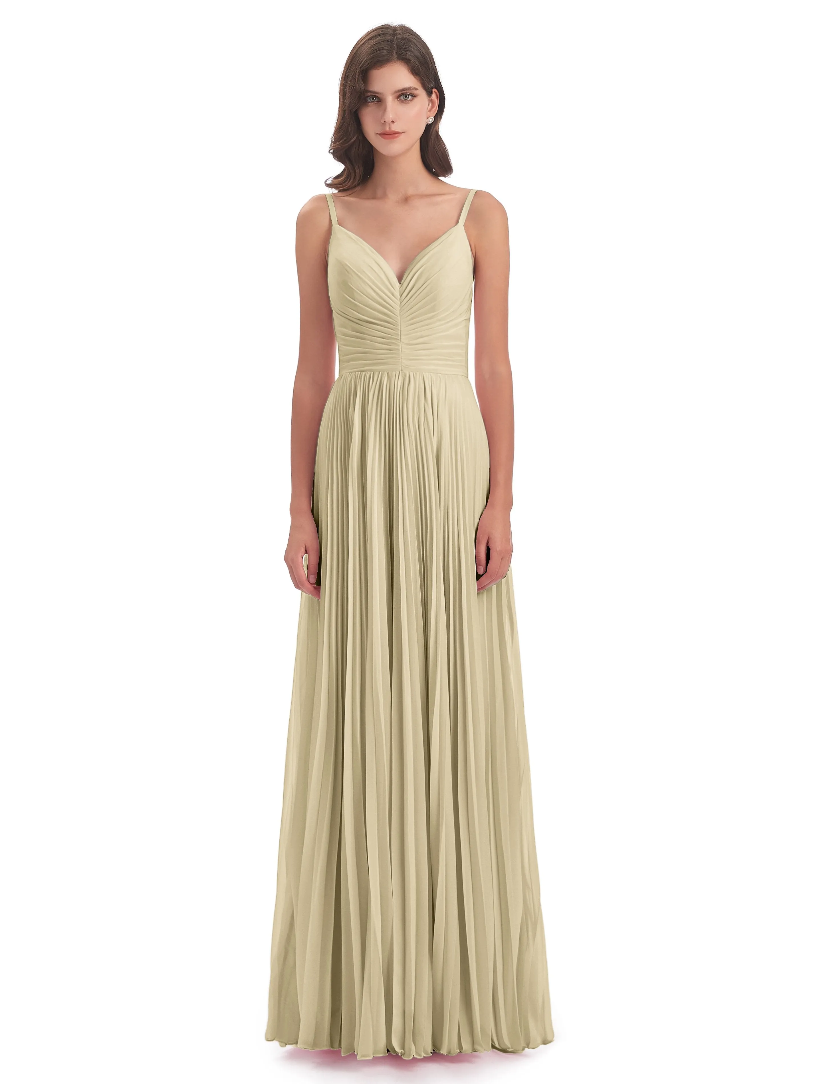 Hallie Chiffon Spaghetti Straps Floor Length Bridesmaid Dresses