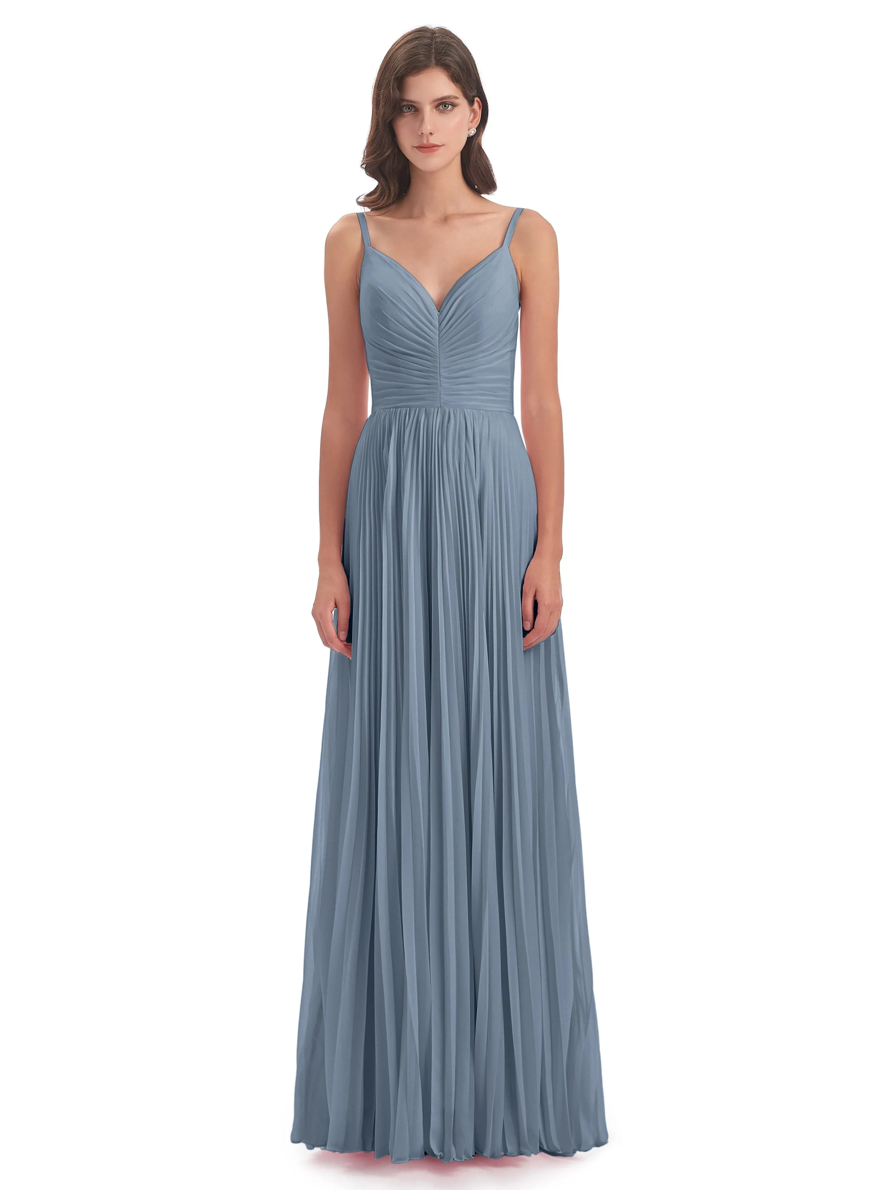 Hallie Chiffon Spaghetti Straps Floor Length Bridesmaid Dresses