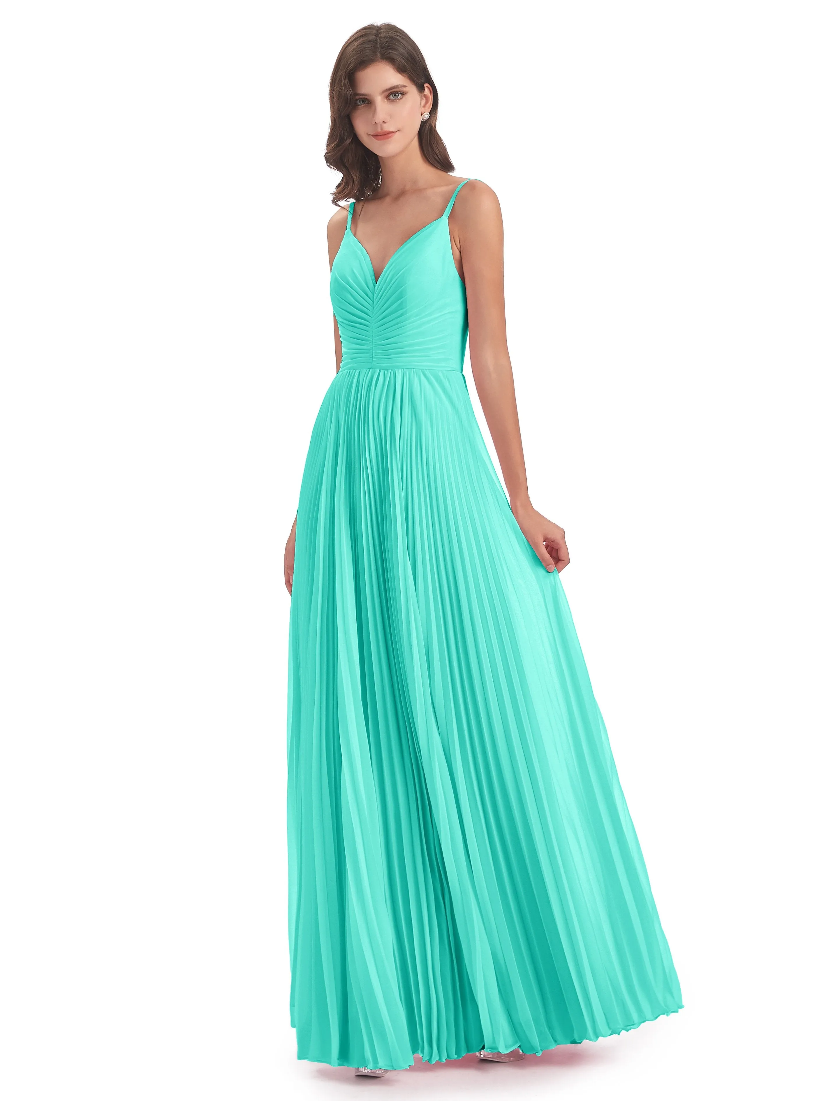 Hallie Chiffon Spaghetti Straps Floor Length Bridesmaid Dresses