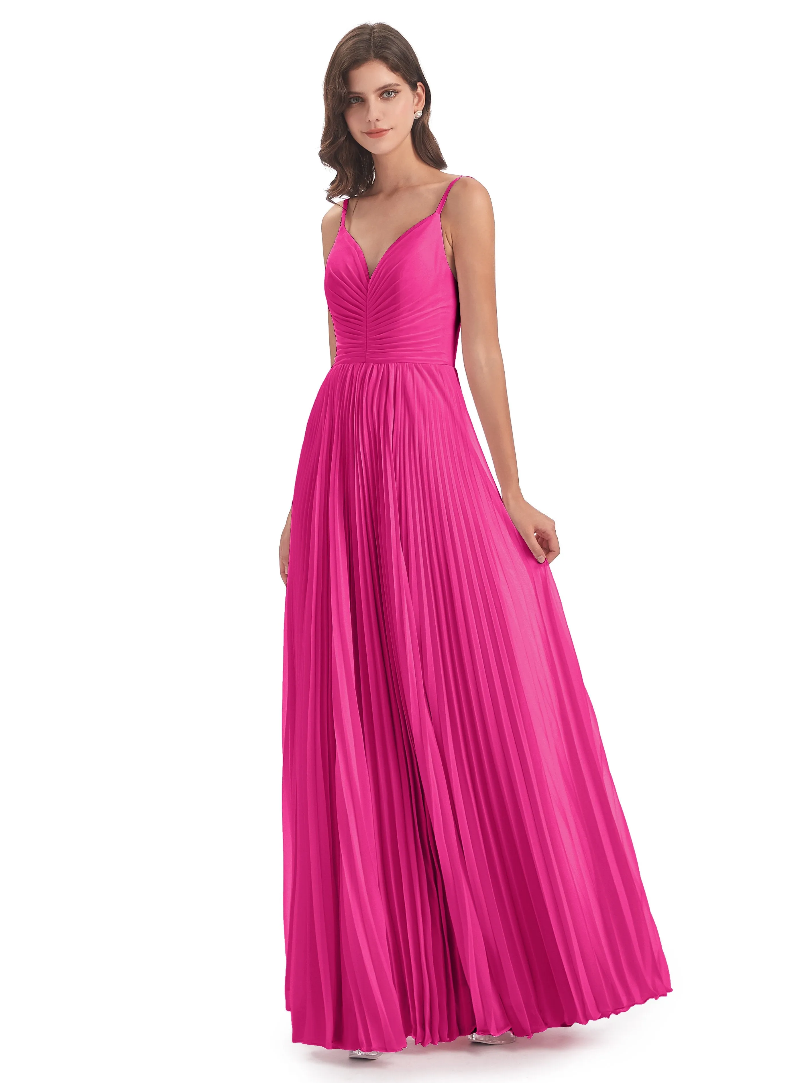 Hallie Chiffon Spaghetti Straps Floor Length Bridesmaid Dresses