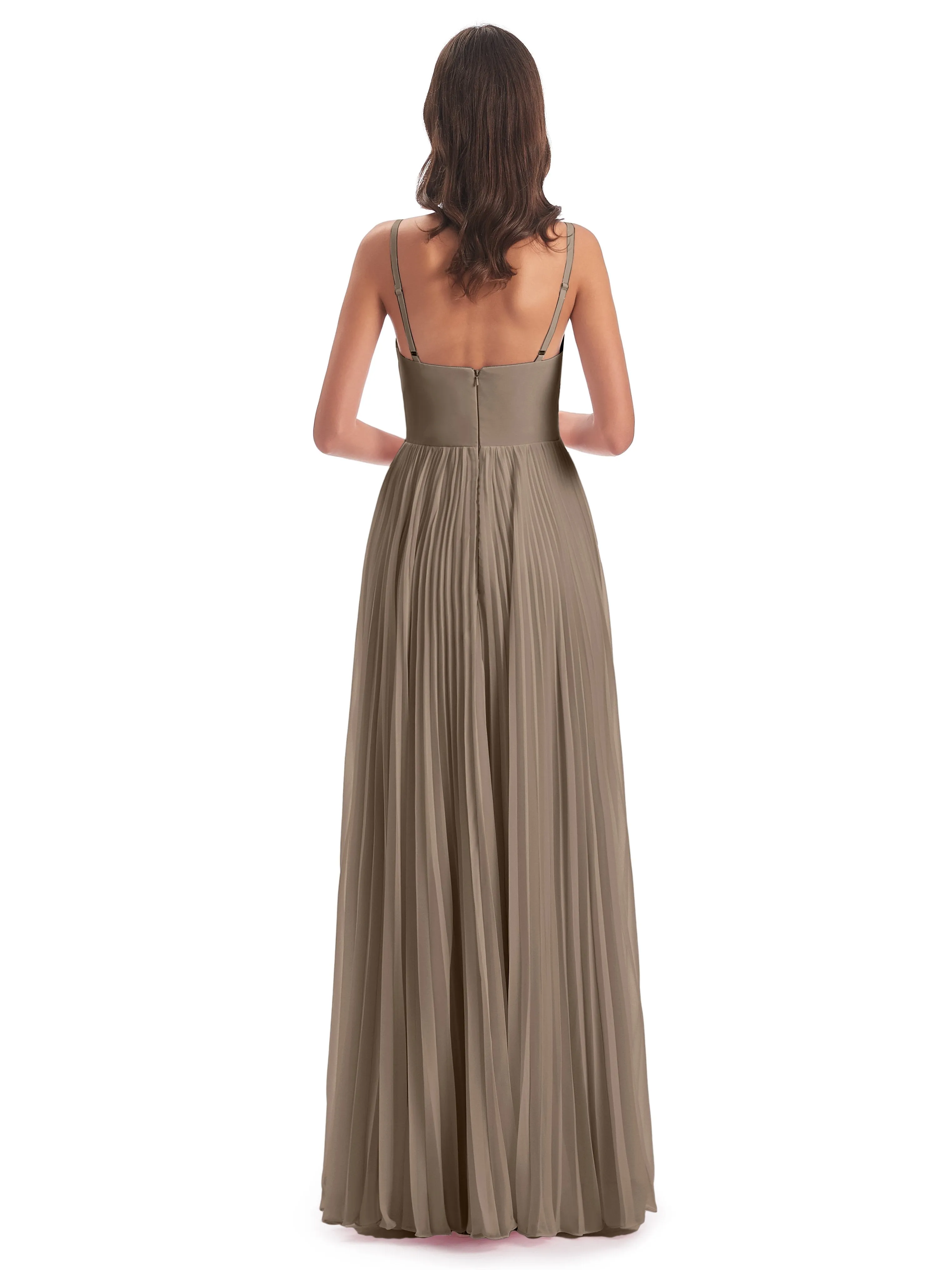 Hallie Chiffon Spaghetti Straps Floor Length Bridesmaid Dresses