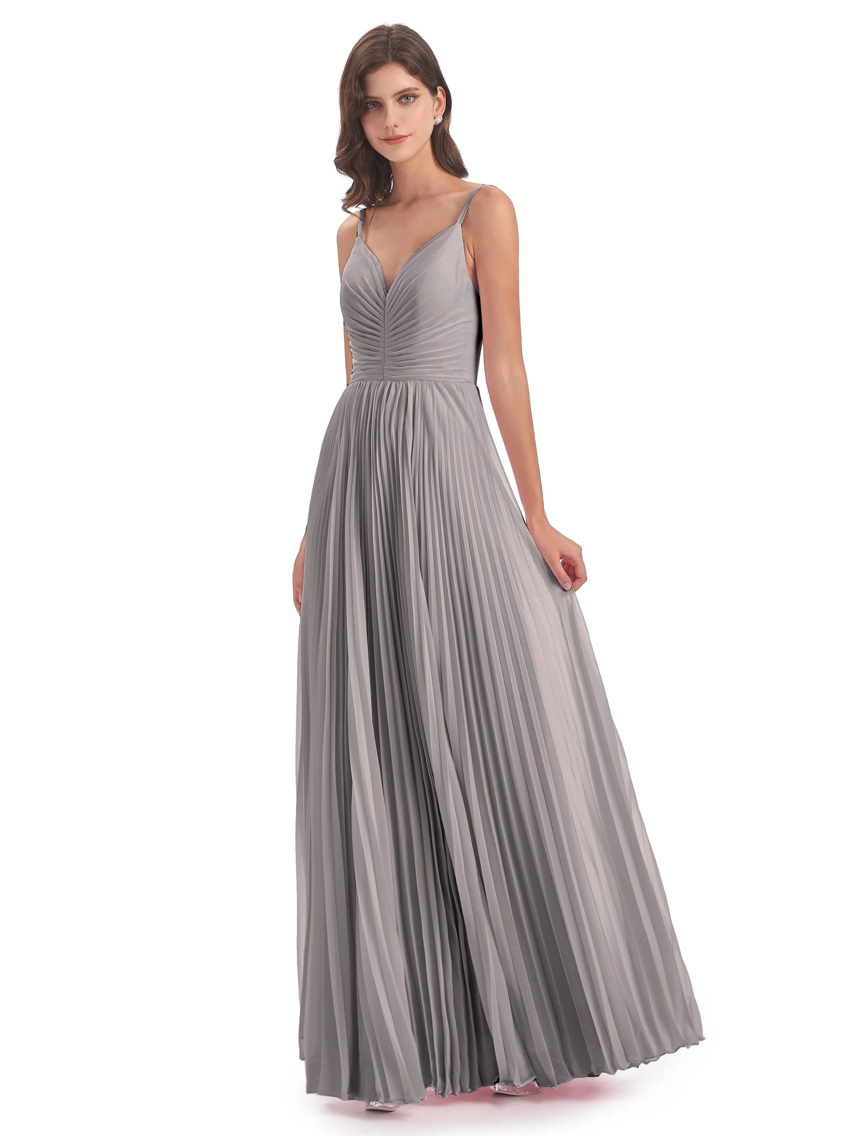 Hallie Chiffon Spaghetti Straps Floor Length Bridesmaid Dresses