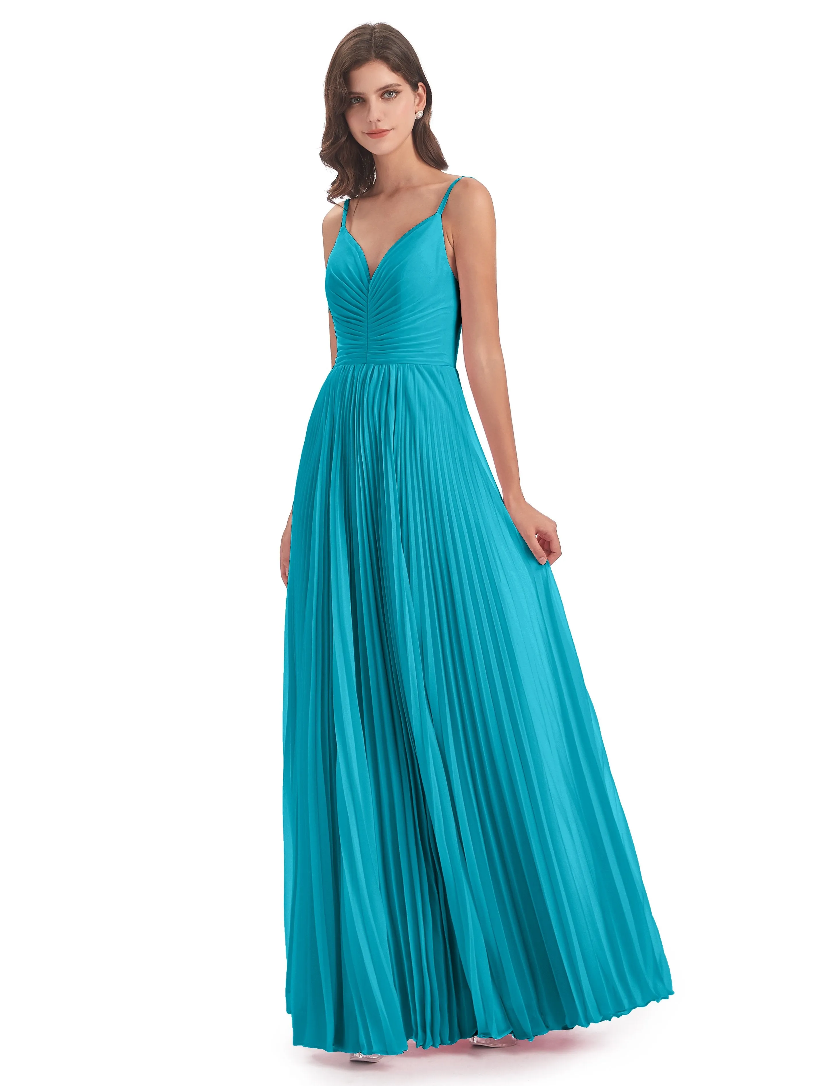 Hallie Chiffon Spaghetti Straps Floor Length Bridesmaid Dresses