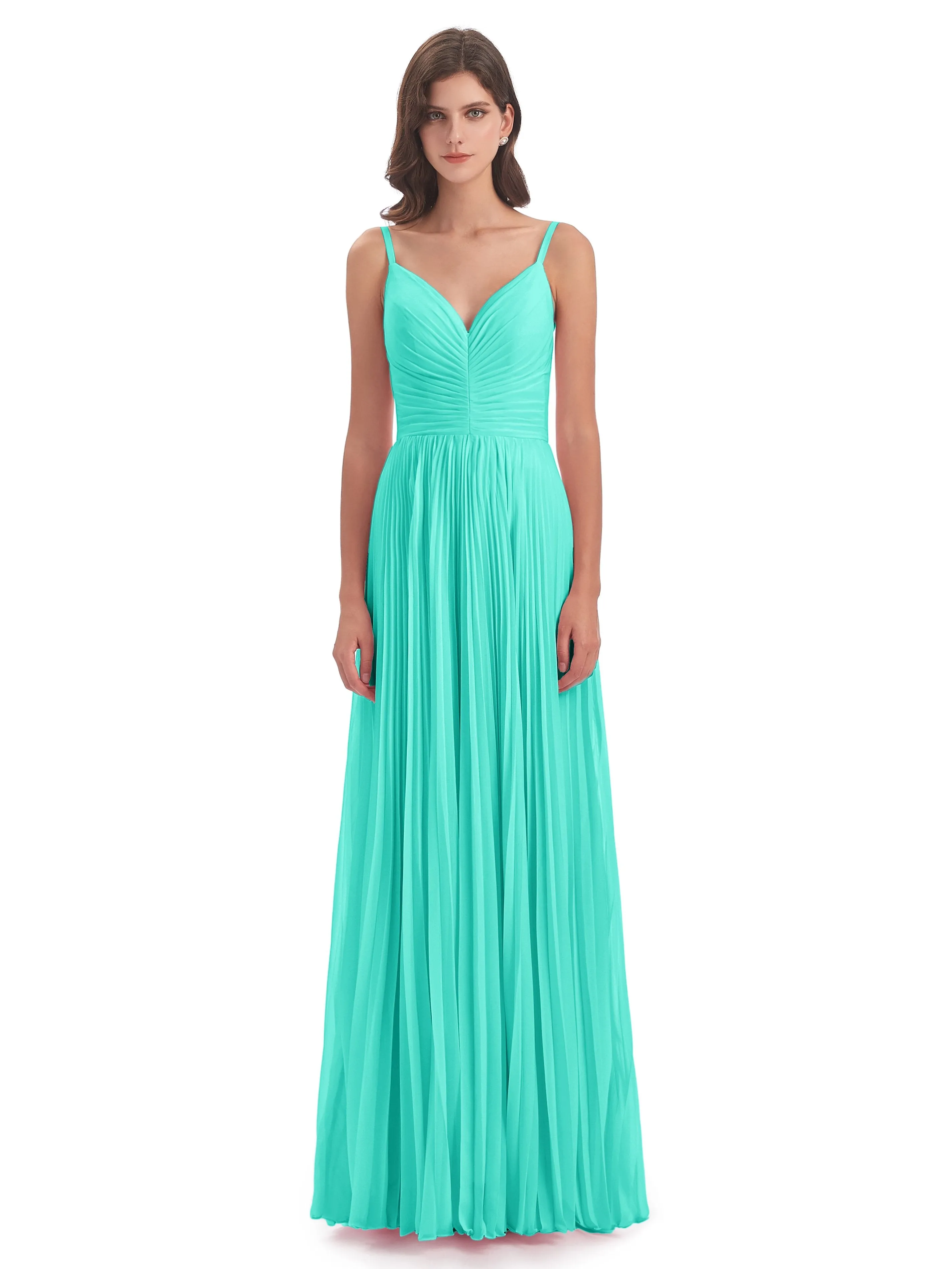 Hallie Chiffon Spaghetti Straps Floor Length Bridesmaid Dresses