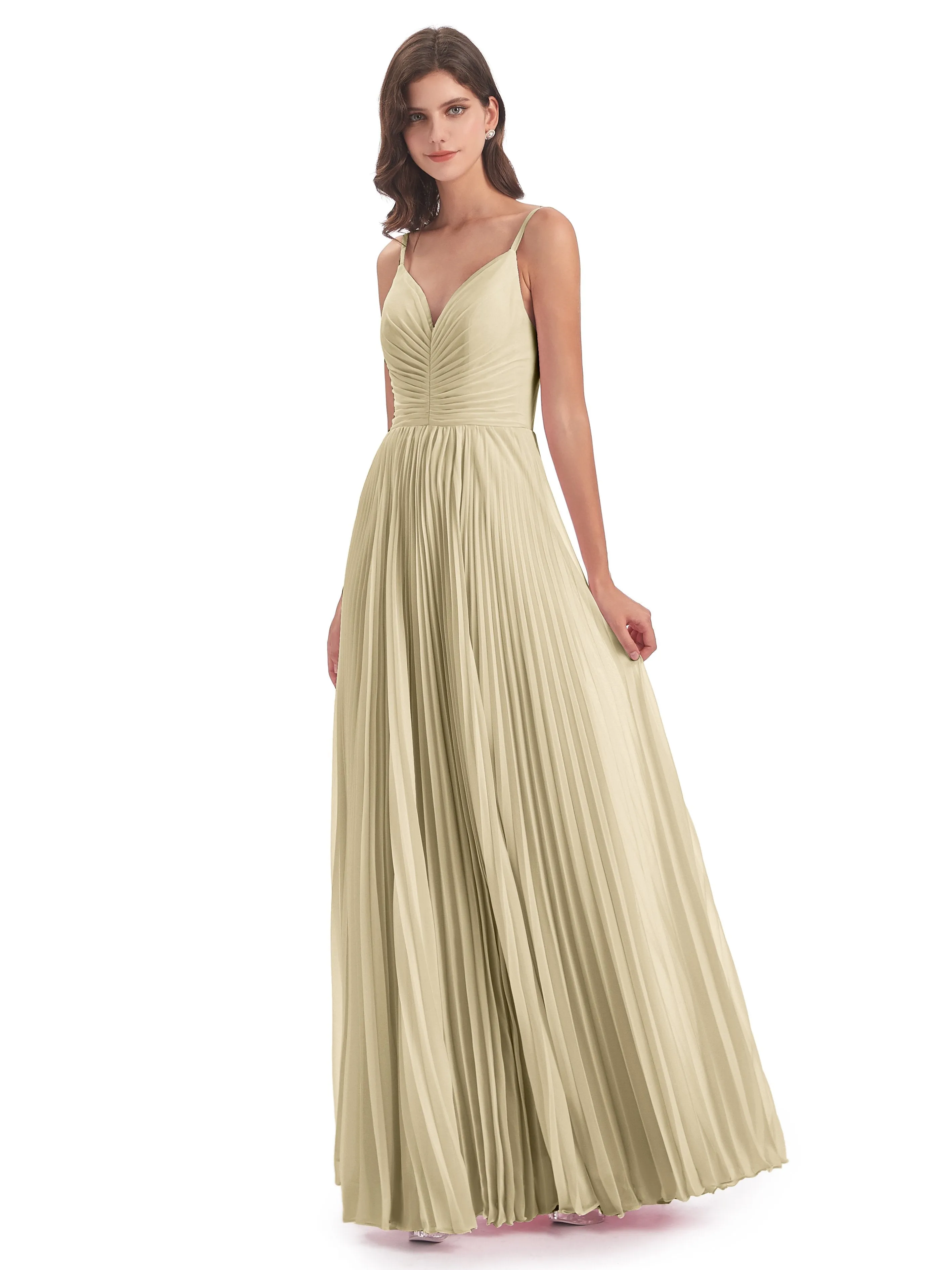 Hallie Chiffon Spaghetti Straps Floor Length Bridesmaid Dresses